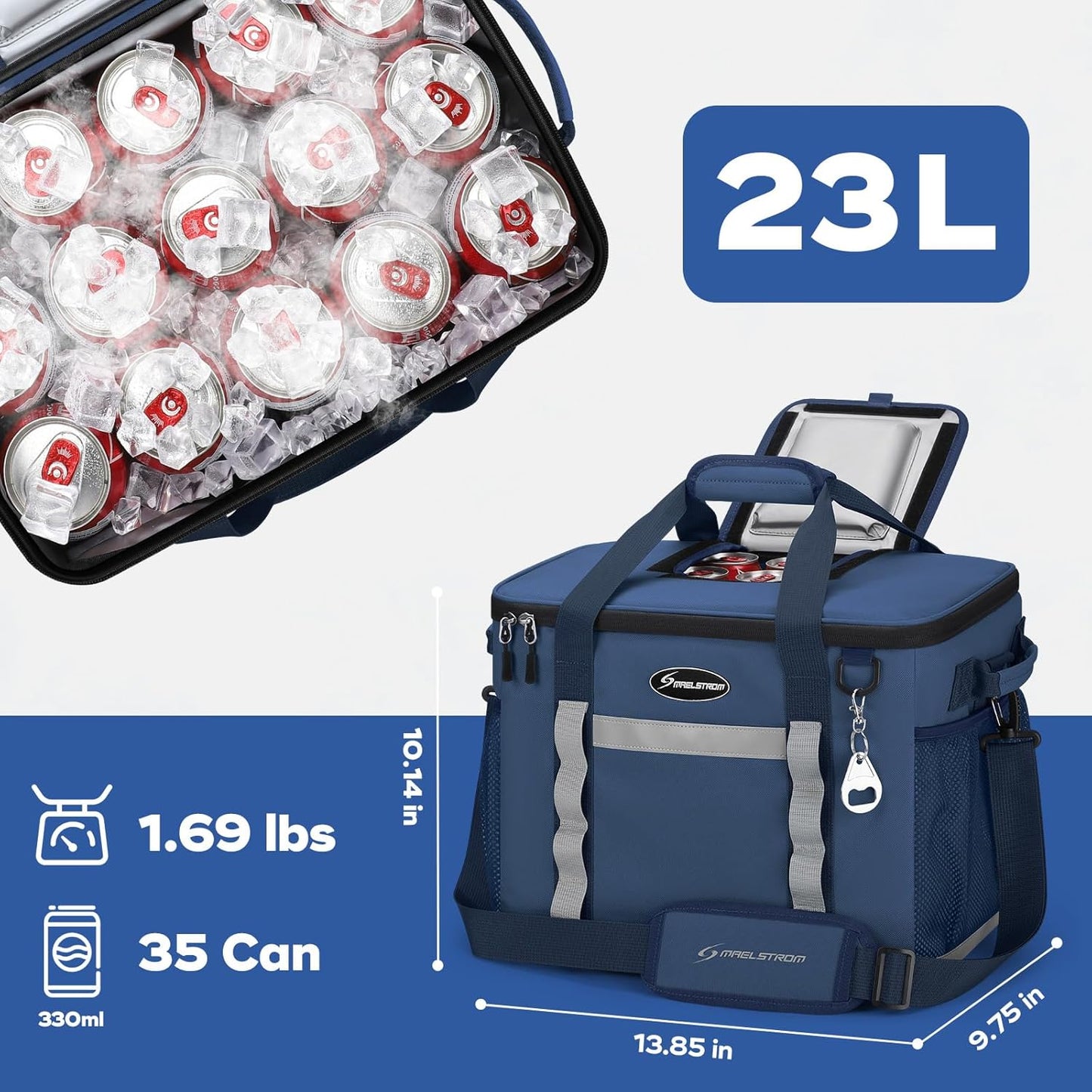 Maelstrom Collapsible Soft Cooler Bag, 24/30/60/75 Cans Beach Cooler, Ice Chest, Leakproof & Portable for Beach, Camping, Road Trips & Grocery Shopping