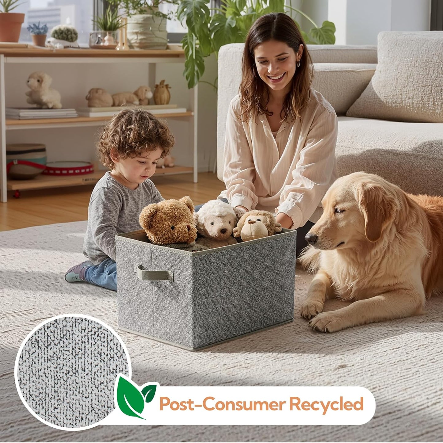 GRANNY SAYS Closet Storage Bins, Storage Baskets for Organizing, Fabric Storage Bins with Handles, Clothing Storage Containers for Organization Wardrobe, Gray, Extra Large, 3-Pack