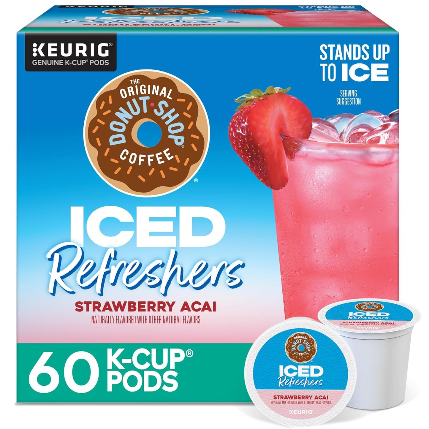 The Original Donut Shop Iced Refreshers, Strawberry Açaí Flavor, Keurig Single Serve K-Cup Pods, 60 Count (6 Packs of 10)