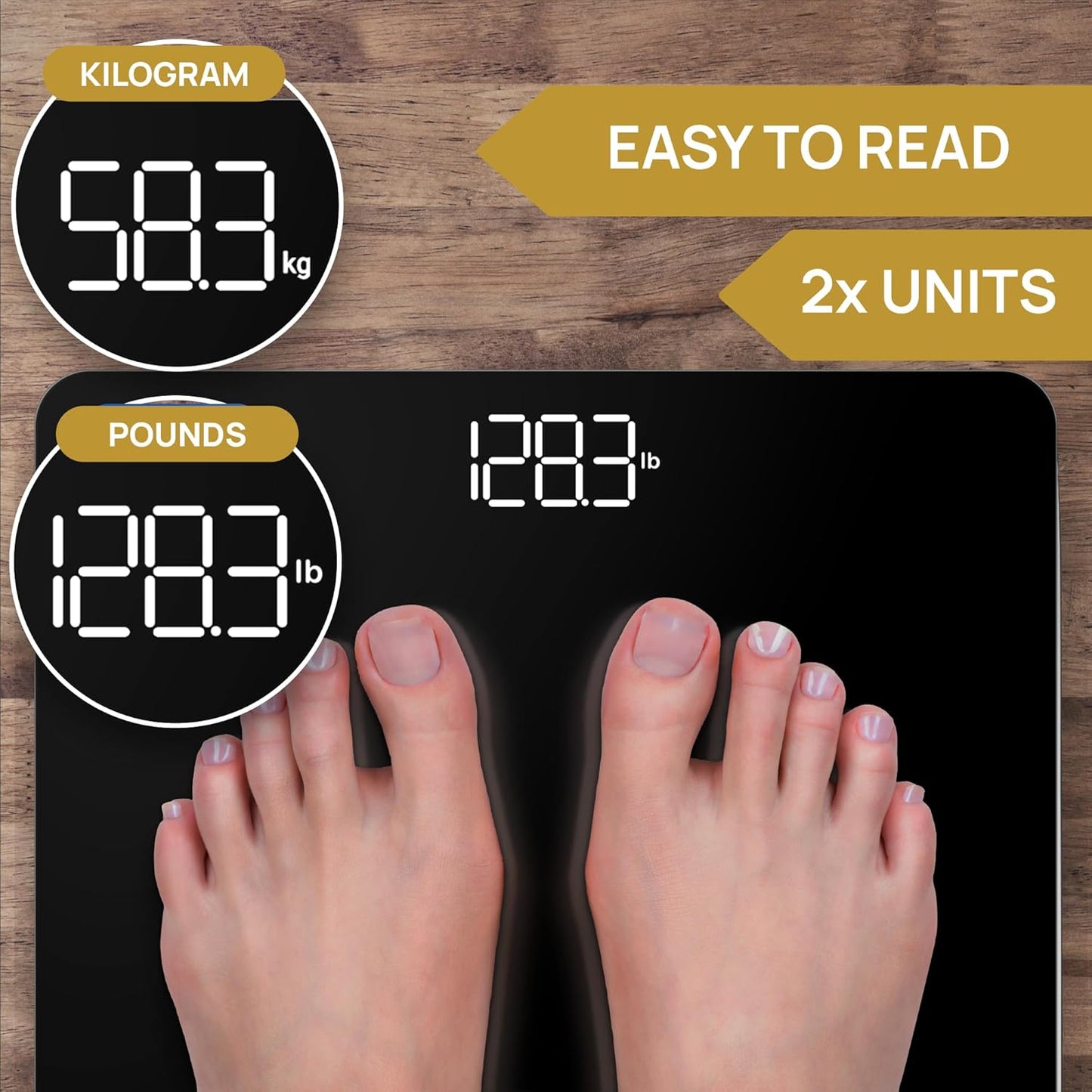 INEVIFIT Bathroom Scale, Highly Accurate Digital Bathroom Body Scale, Measures Weight up to 400 lbs. Includes Batteries