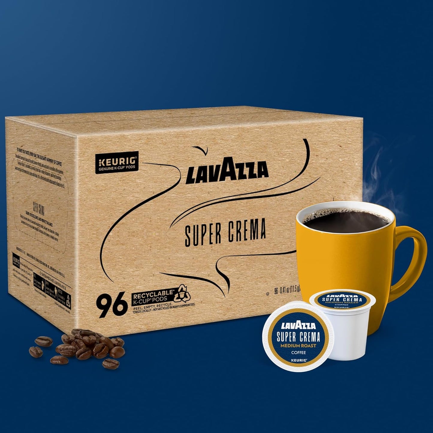 Lavazza Super Crema, Single Serve Keurig® K-Cup® Pods, Medium Espresso Roast Coffee, 96-Count Box
