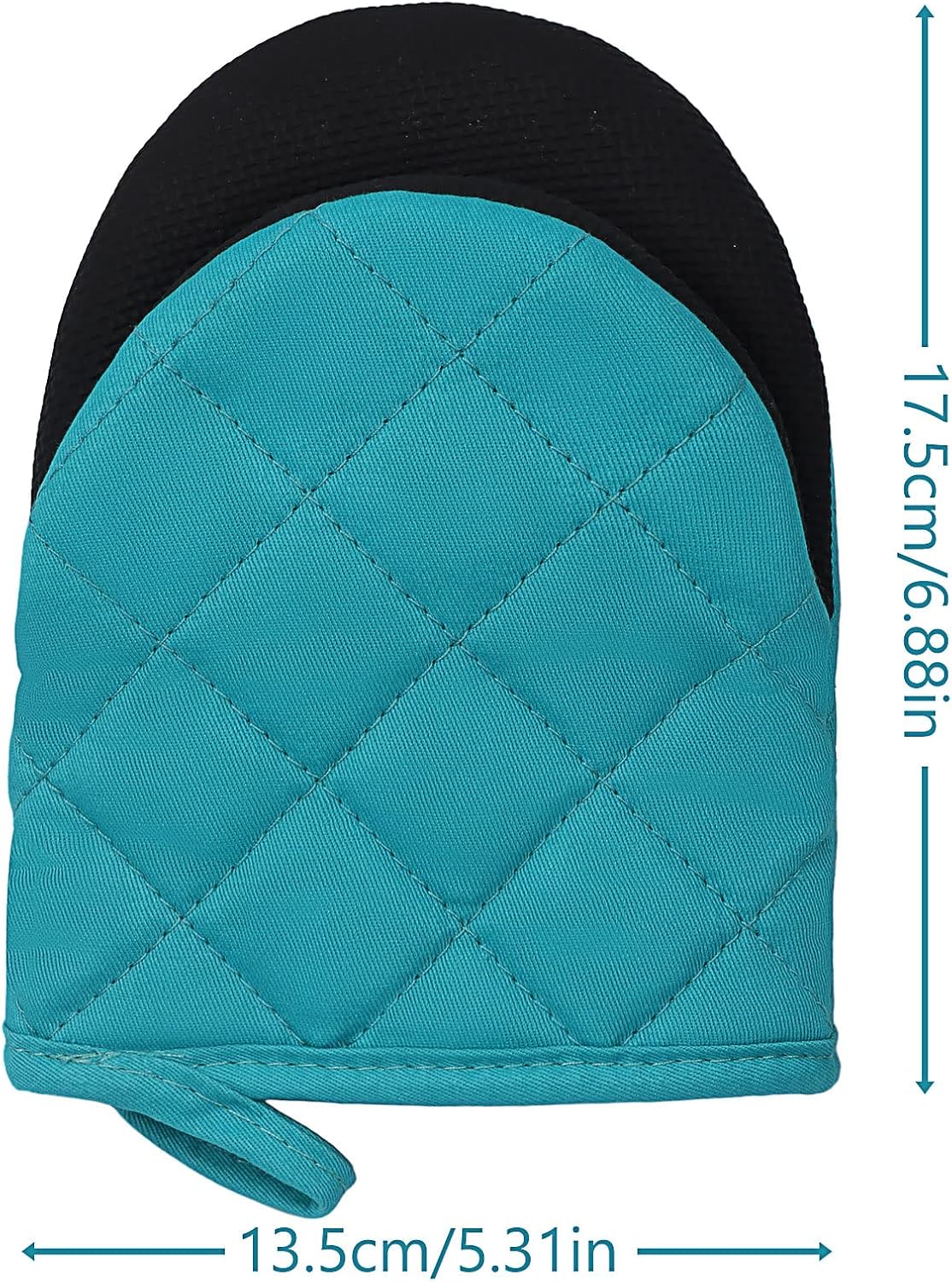 1 Pair Short Oven Mitts, Heat Resistant Silicone Kitchen Mini Oven Mitts for 500 Degrees, Non-Slip Grip Surfaces and Hanging Loop Gloves, Baking Grilling Barbecue Microwave Machine Washable