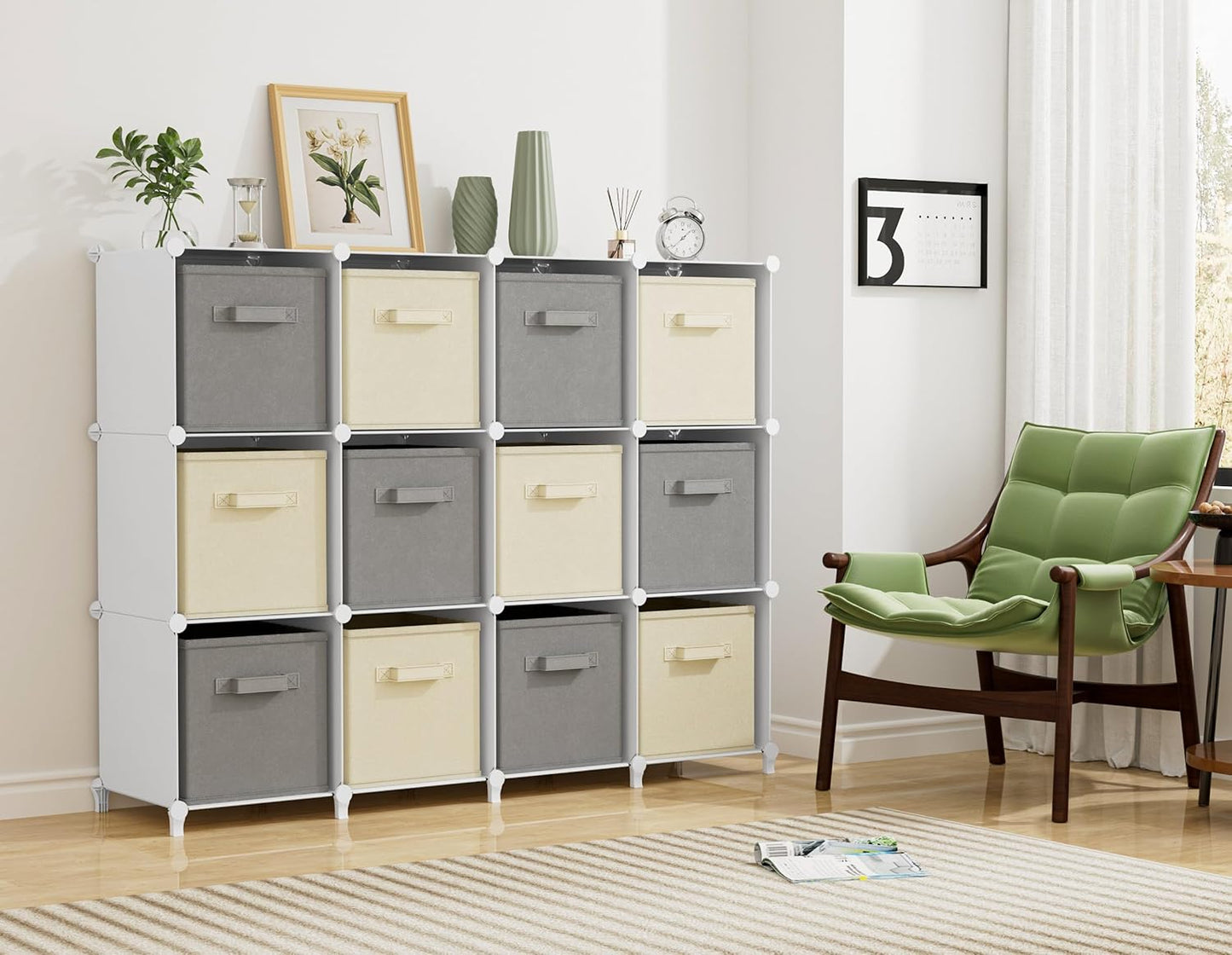 HOMIDEC Closet Organizer, 12-Cube Closet Organizers and Storage, Portable Closet Shelves, Clothing Storage (White)