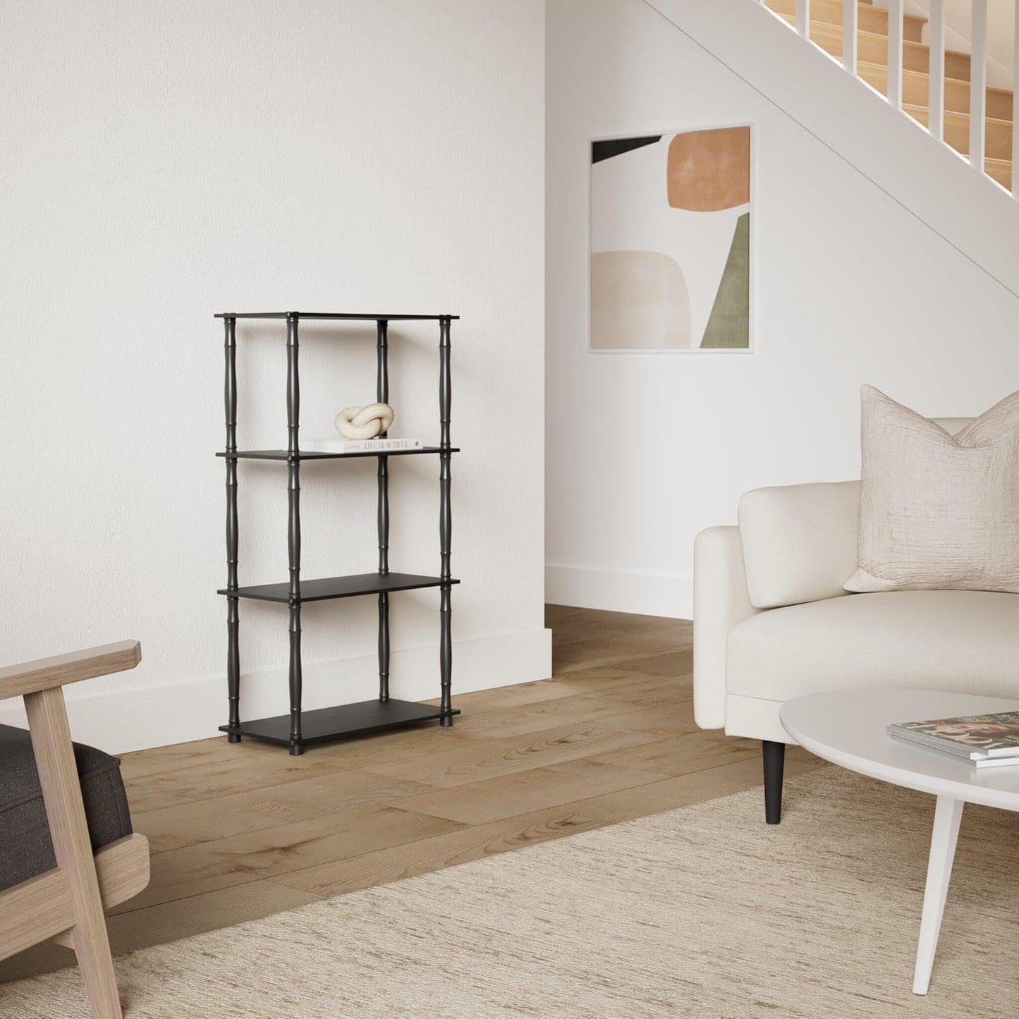 Furinno Turn-N-Tube 4-Tier Multipurpose Shelf Display Rack, Classic Tubes, Americano/Black