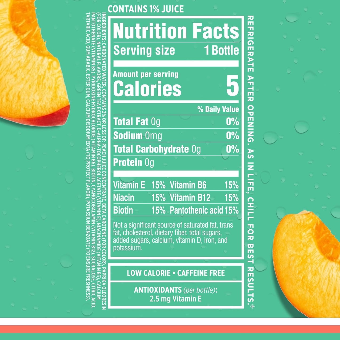 Sparkling Ice, Peach Nectarine Sparkling Water, Zero Sugar Flavored Water, with Vitamins and Antioxidants, Low Calorie Beverage, 17 fl oz Bottles (Pack of 12)