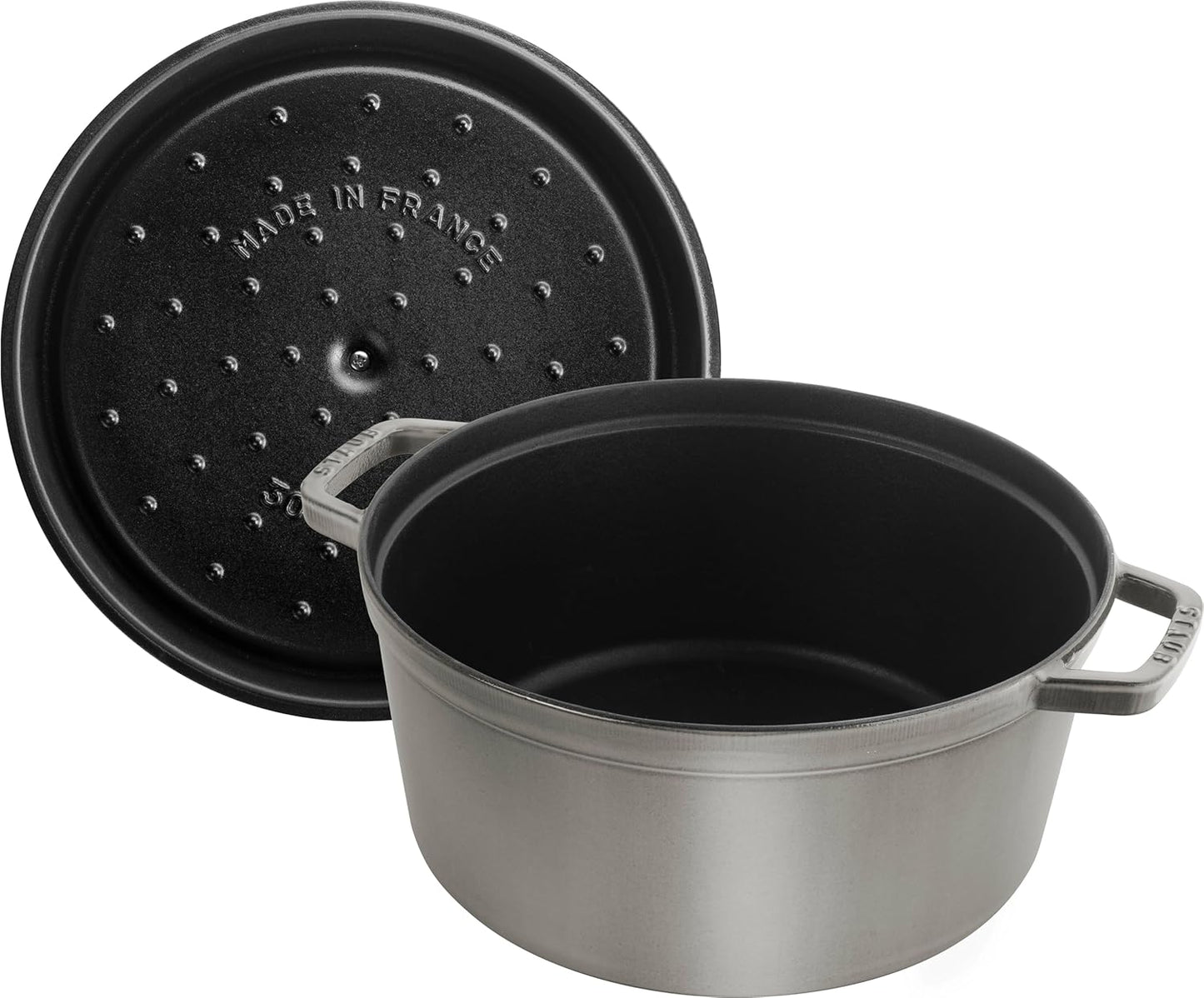 STAUB Cast Iron Roaster/Cocotte, Round, 8.35 L, Graphite Grey, 30 cm