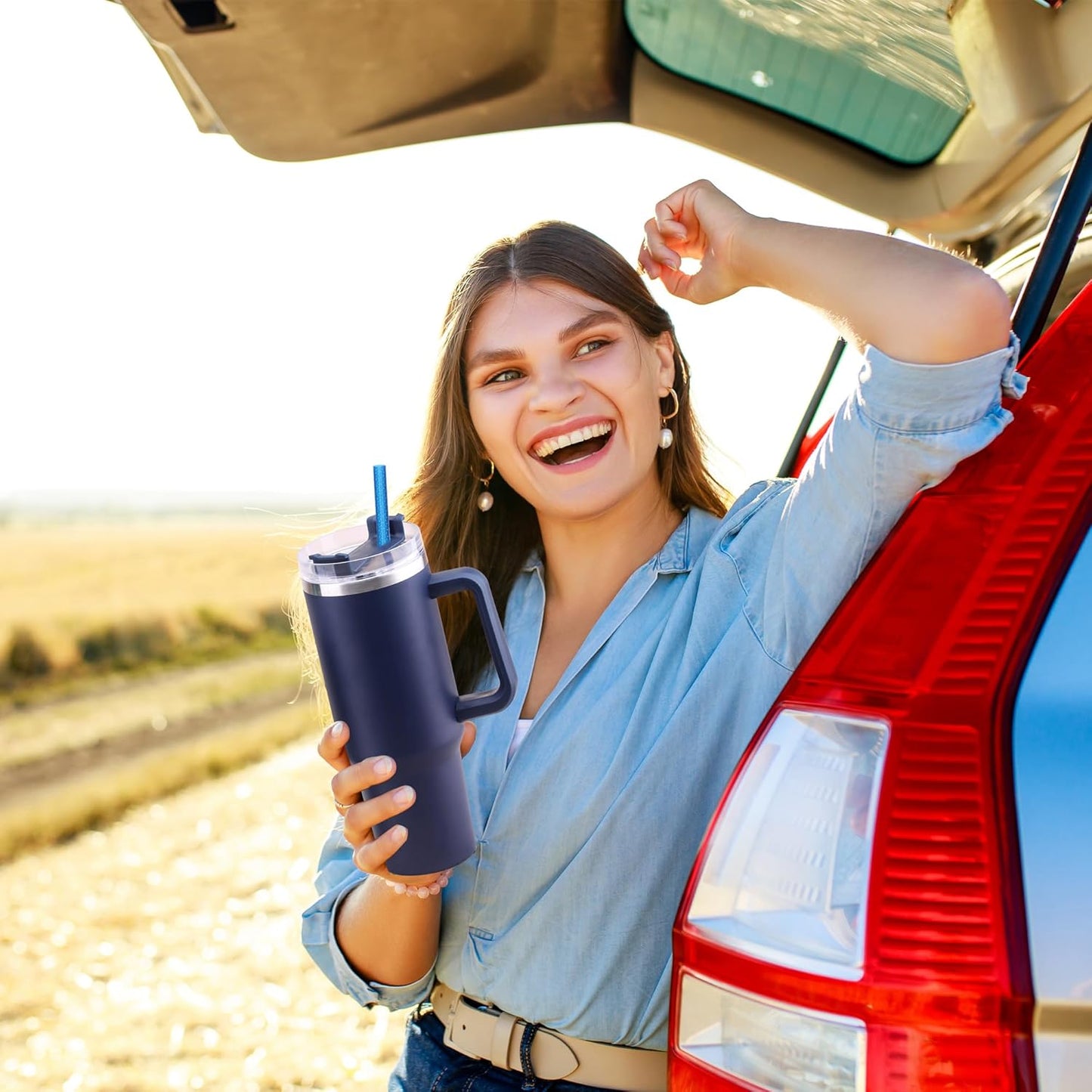 Dakoufish Replacement Glitter Straws for Stanley|Owala|Simple Modern 40oz 30oz Tumbler,10 Pack 12 Inch Reusable Orange Straws With Cleaning Brush For Stanley Hydro Jug Cup,Dishwasher Safe