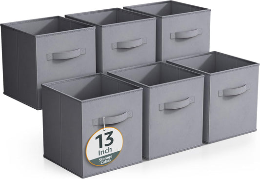 Sorbus Fabric Storage Cubes - 6 Foldable Storage Bins for Organizing Pantry, Cubbies, Toy Box - Clothes Storage & Closet Organizer - 13 Inch Collapsible Cube Baskets for Shelves with Handle