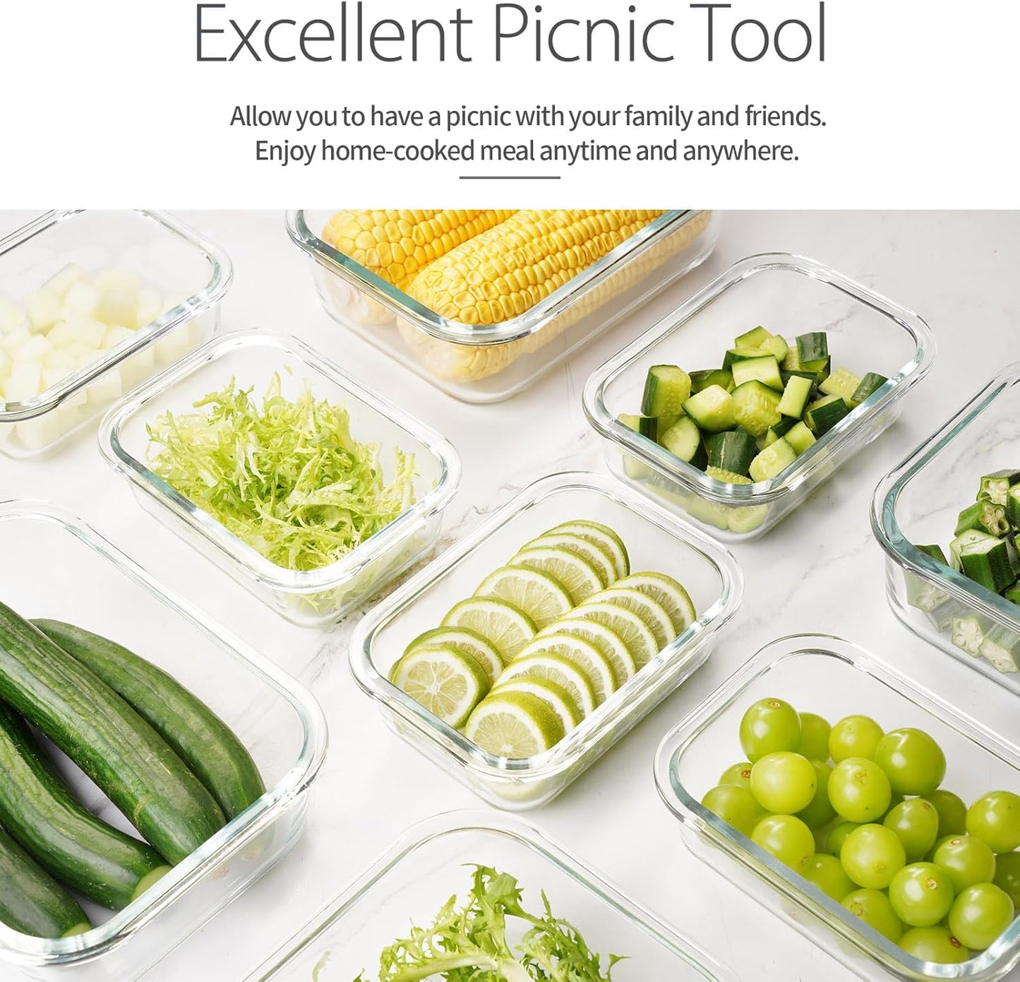 10 Pack Glass Meal Prep Containers with Lids - Airtight, Leak-proof, Bpa-free, Microwave, Oven, Freezer & Dishwasher Safe