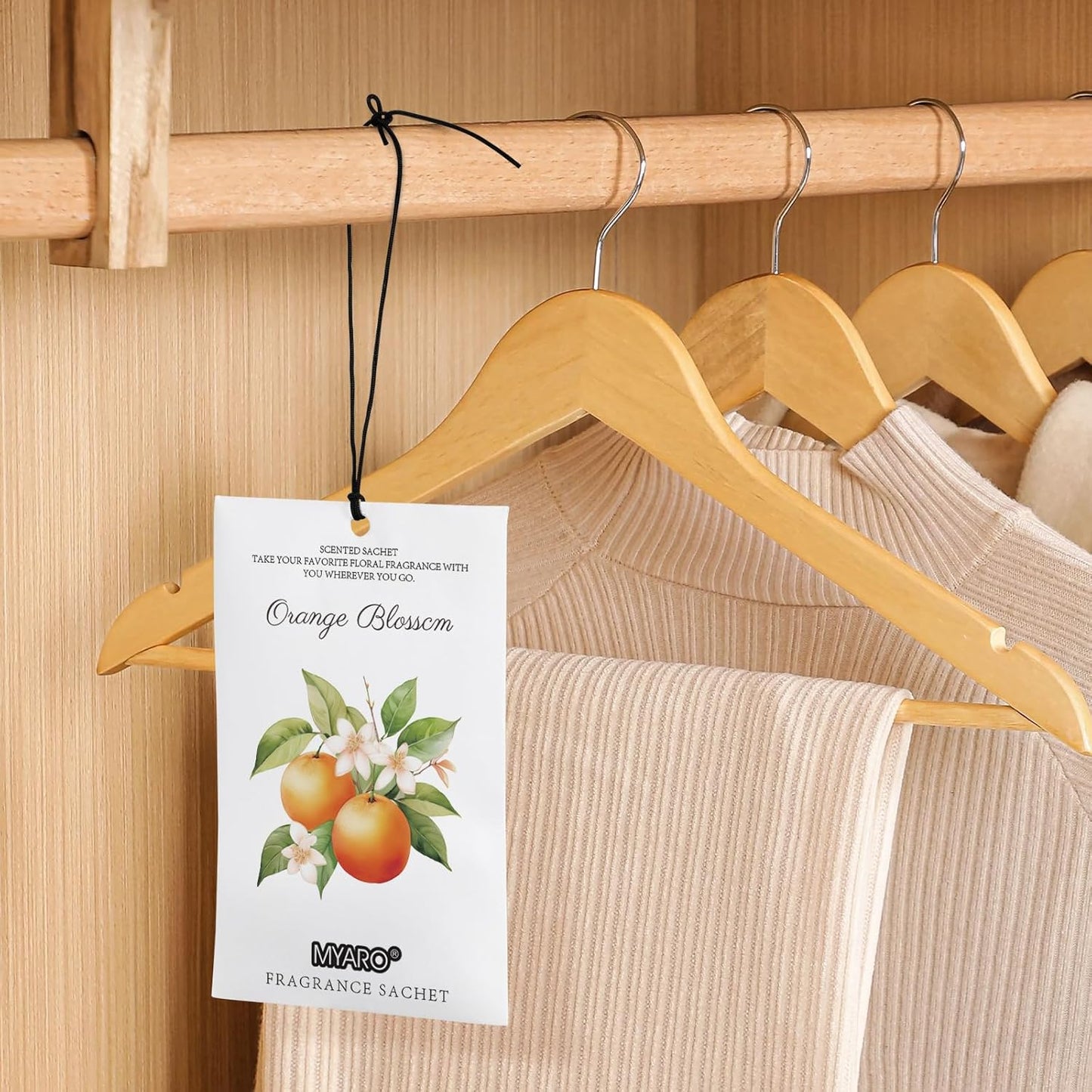 MYARO 12 Packs Orange Blossom Fall Scent Sachets for Drawer and Closet - Long Lasting Bathroom Odor Deodorizer Car Air Frehener for Home