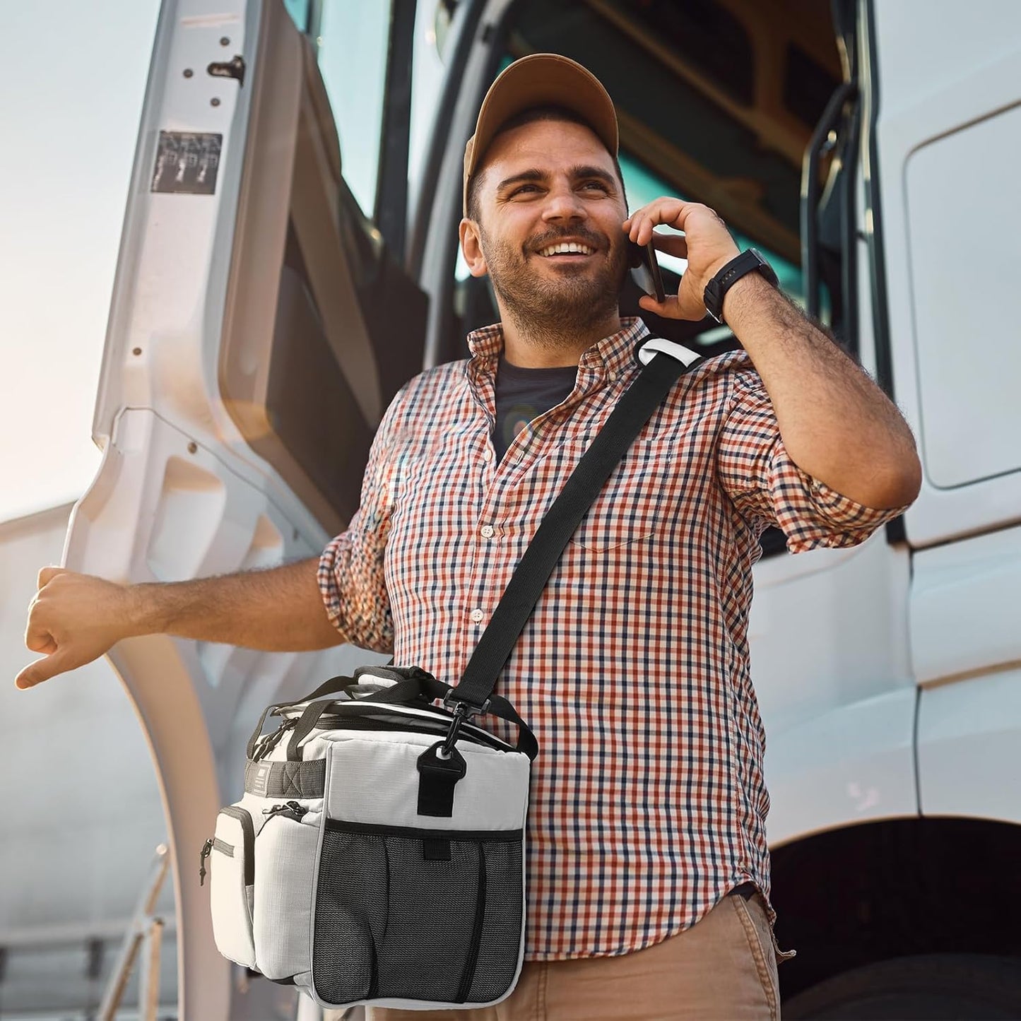 MIER Leakproof Insulated Cooler Lunch Bag for Adult Men Women 30 Can Cooler Bag with Top Flip Lid, 18L, Multiple Pockets (Grey-No Luggage Strap)