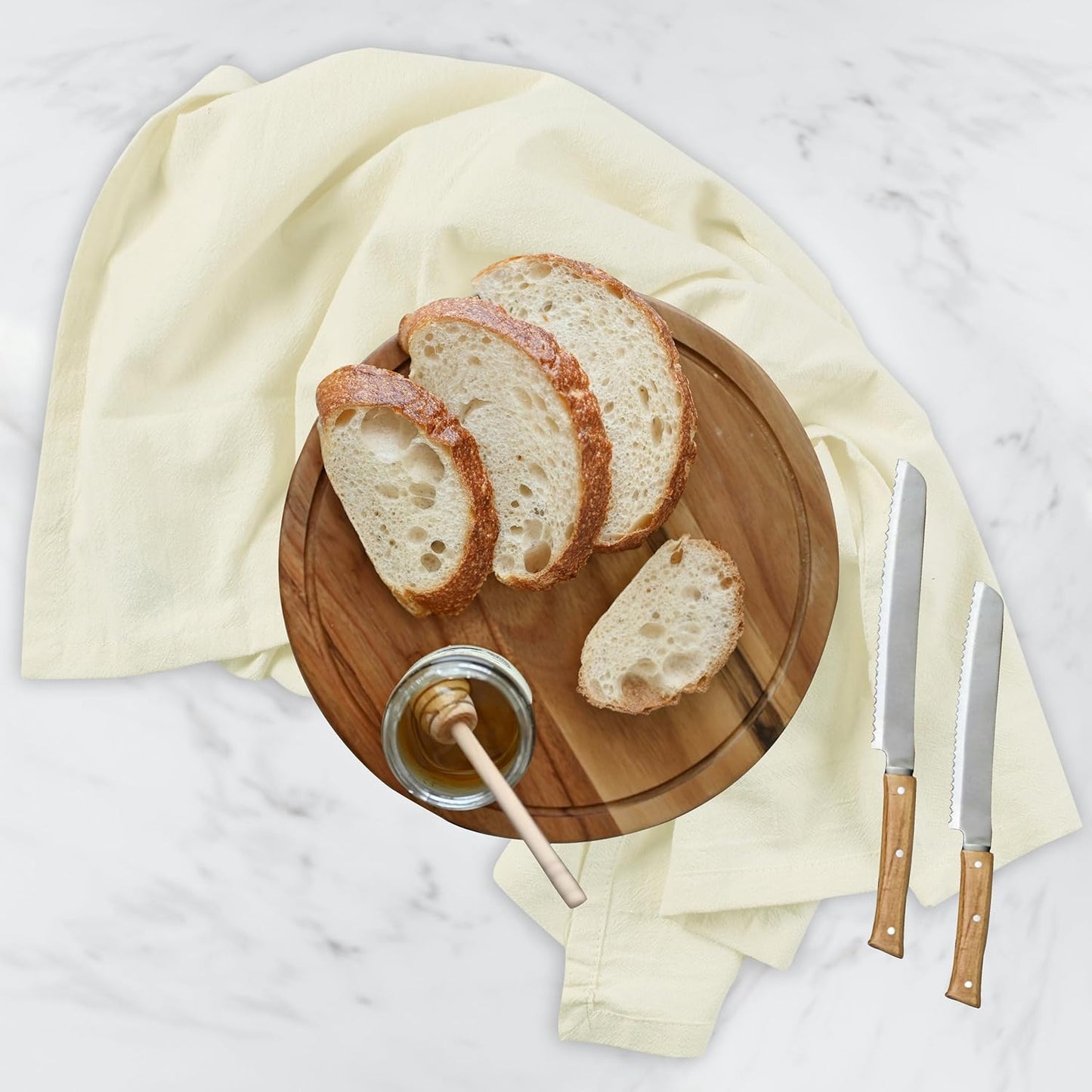 Urban Villa Flour Sack Ivory Kitchen Towels 100% Cotton Highly Absorbent Dish Towels for Bread Proofing Baking Drying Dinnerware Glass Embroidery DIY Projects Zero Lint 27x27 Inches (4 Pack)