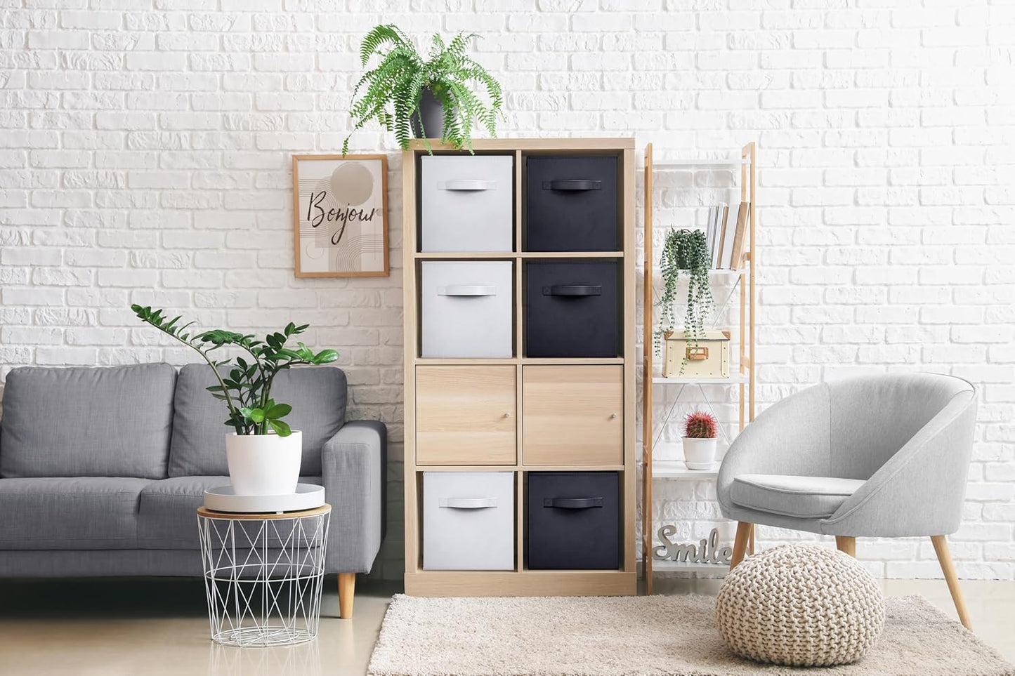 Sorbus Fabric Storage Cubes - 6 Foldable Storage Bins for Organizing Pantry, Cubbies, Toy Box - Clothes Storage & Closet Organizer - 13 Inch Collapsible Cube Baskets for Shelves with Handle