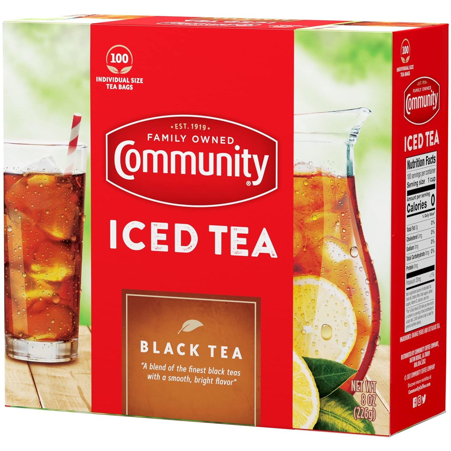 Community Coffee Porch Breeze Orange Pekoe Cut Black Tea Bags, Individual Cup Size, 100 Count (Pack Of 12)