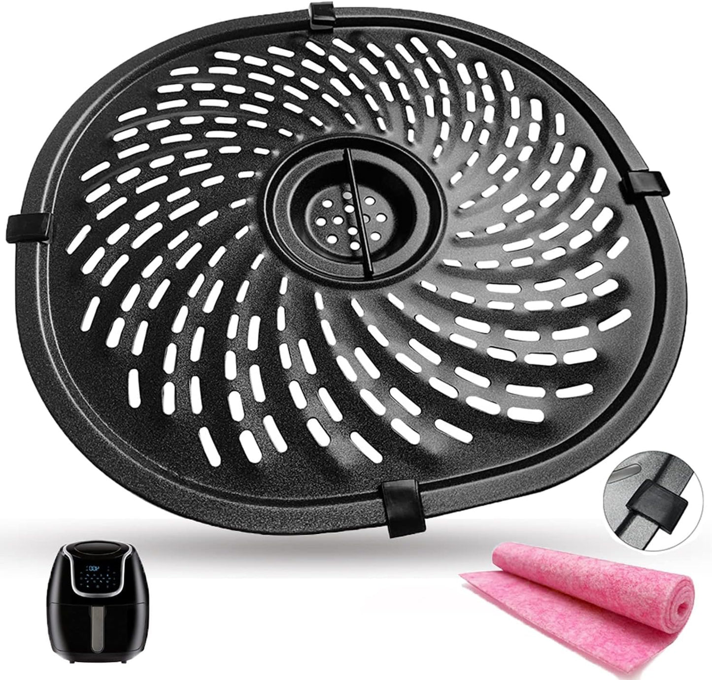 7QT Air Fryer Grill Pan for PowerXL Gowise USA Air Fryers, Upgraded Double-layer Coating Air Fryer Grill Crisper Plate Tray Griller Rack Grate Grid Insert Pan for 7QT Air Fryers, Nonstick