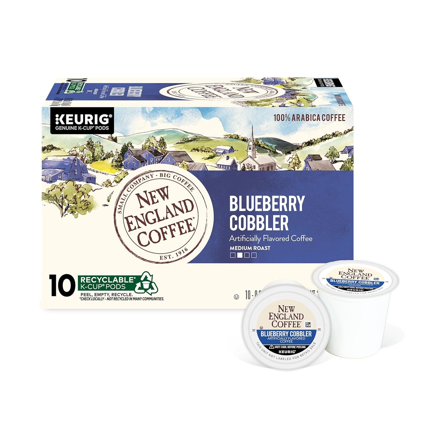 New England Coffee Blueberry Cobbler Medium Roast Single Serve Pods, 10ct Box (Pack of 1)