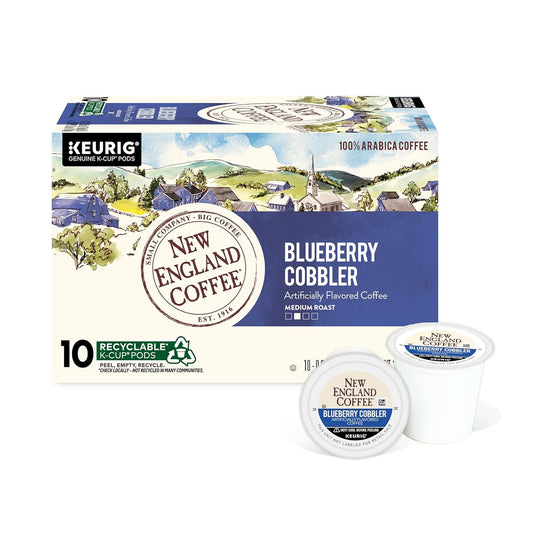 New England Coffee Blueberry Cobbler Medium Roast Single Serve Pods, 10ct Box (Pack of 1)