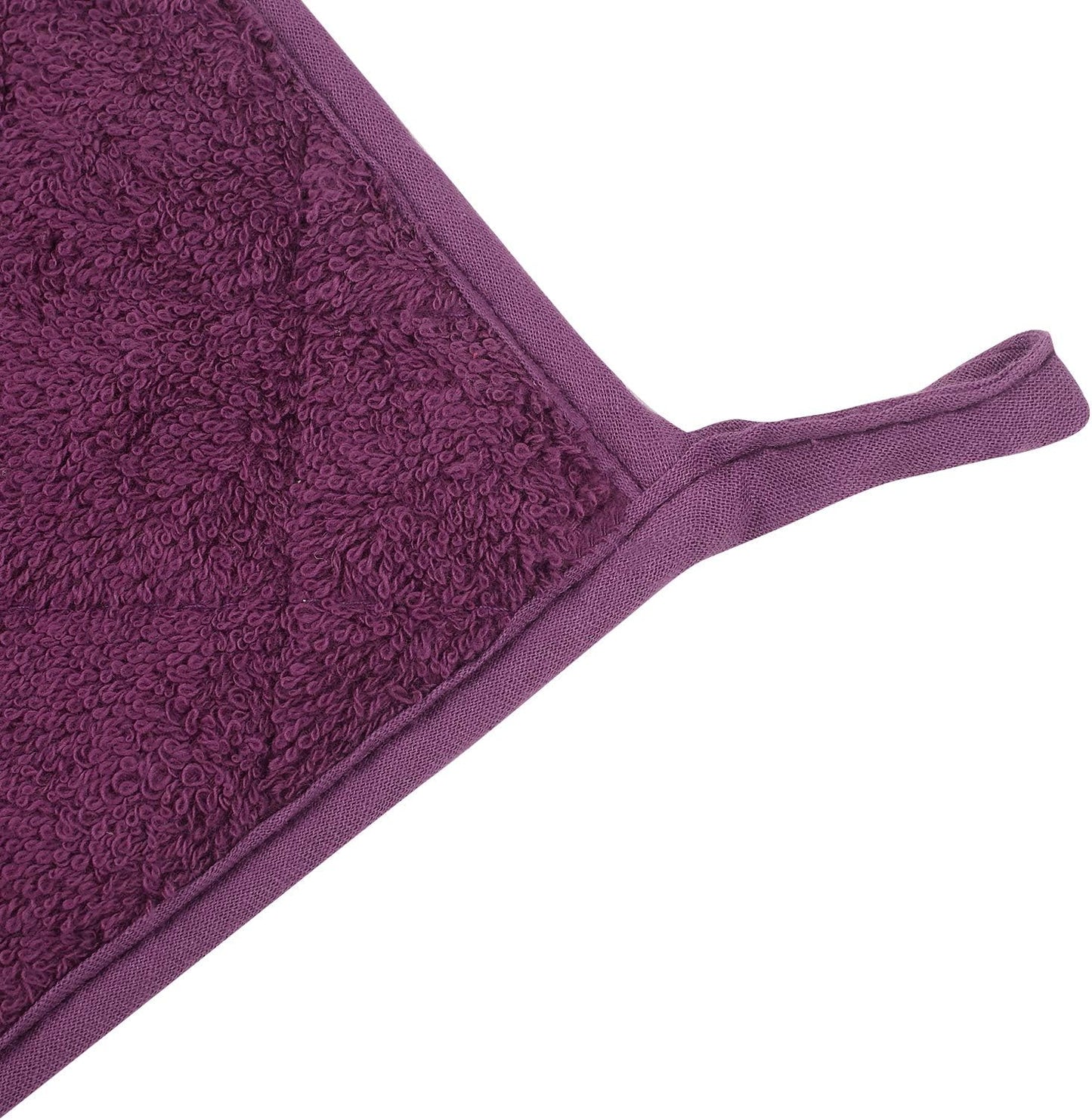 100% Cotton Kitchen Everyday Basic Terry Pot Holder Heat Resistant Coaster Potholder for Cooking and Baking Set of 5 Grape