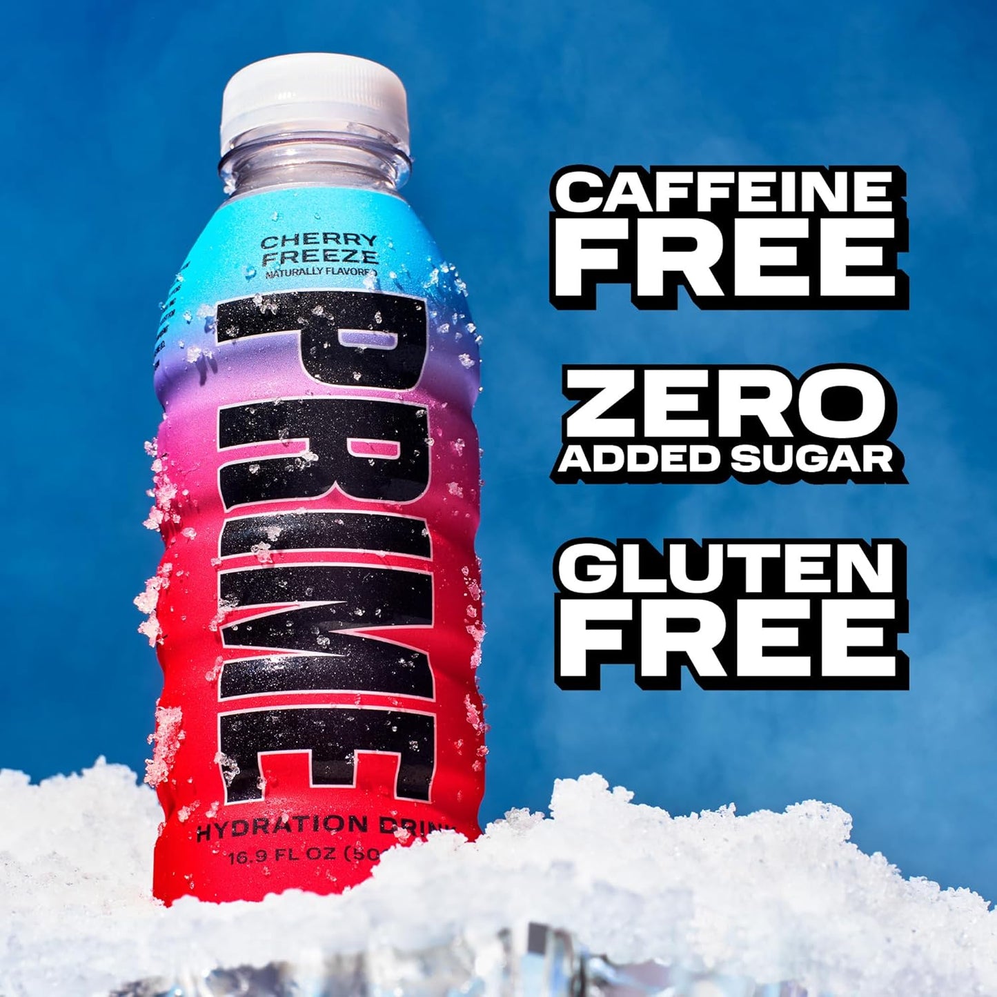 PRIME Hydration CHERRY FREEZE, Sports Drinks, Electrolyte Enhanced for Replenishing Fluids, 250mg BCAAs, B Vitamins, Antioxidants, Low Sugar, 16.9 Fl Oz, 12 Pack
