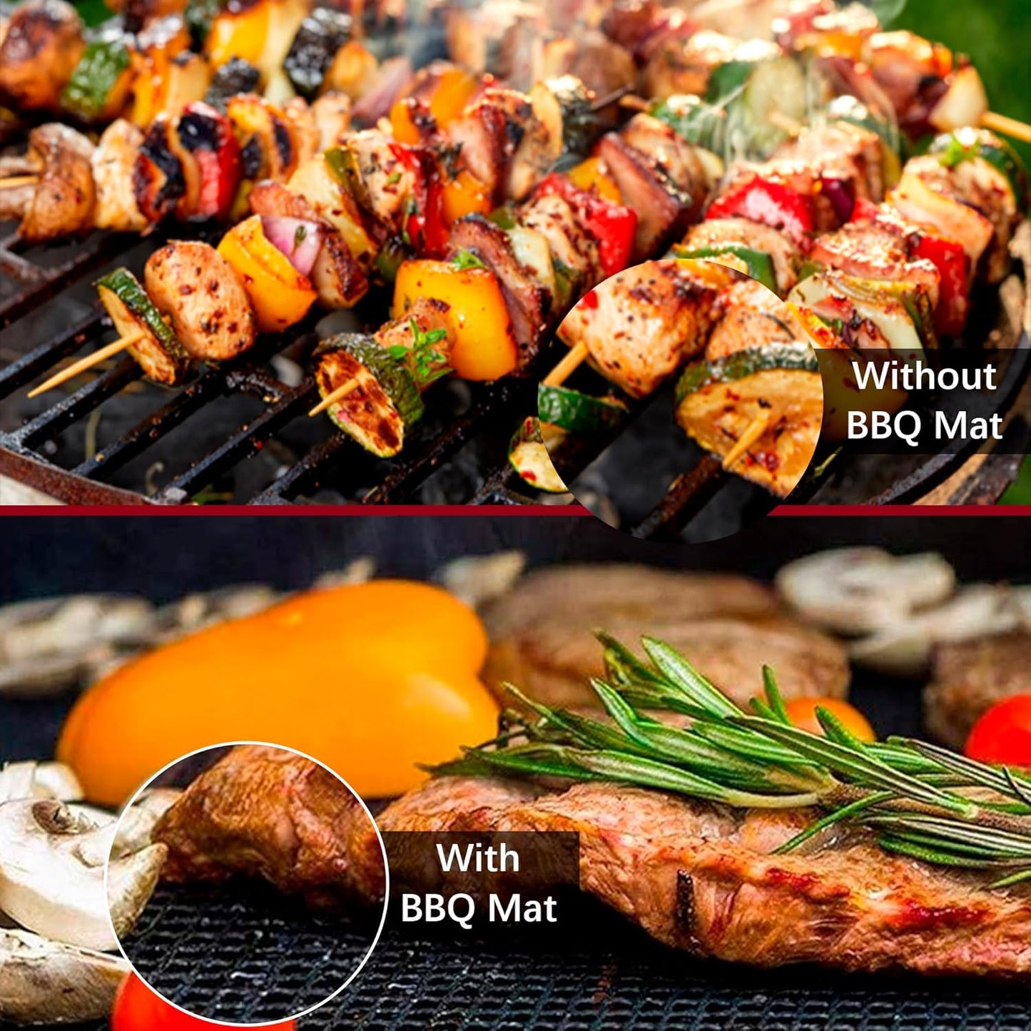 OSVINO Beige Grill Mesh Mat 5 Pack Reusable Non-Stick BBQ Grill Mats 16"x12" Outdoor Barbecue Baking Accessories Works on Gas Charcoal Electric Grill for Grilling Meat, Fish, Steak, Vegetables