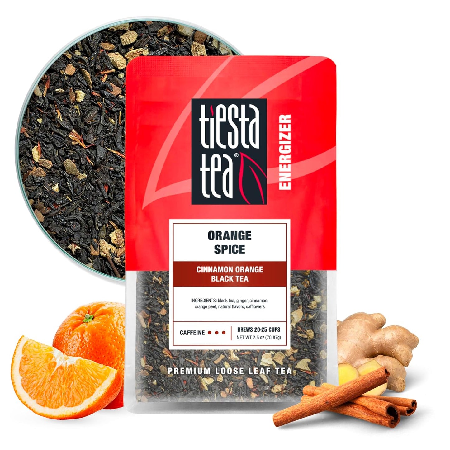 Tiesta Tea - Orange Spice Tea, Loose Leaf, Cinnamon Orange Black Tea, Premium High Caffeine Tea Blend, Make Hot or Iced & Up to 25 Cups, 2.5 oz Resealable Pouch