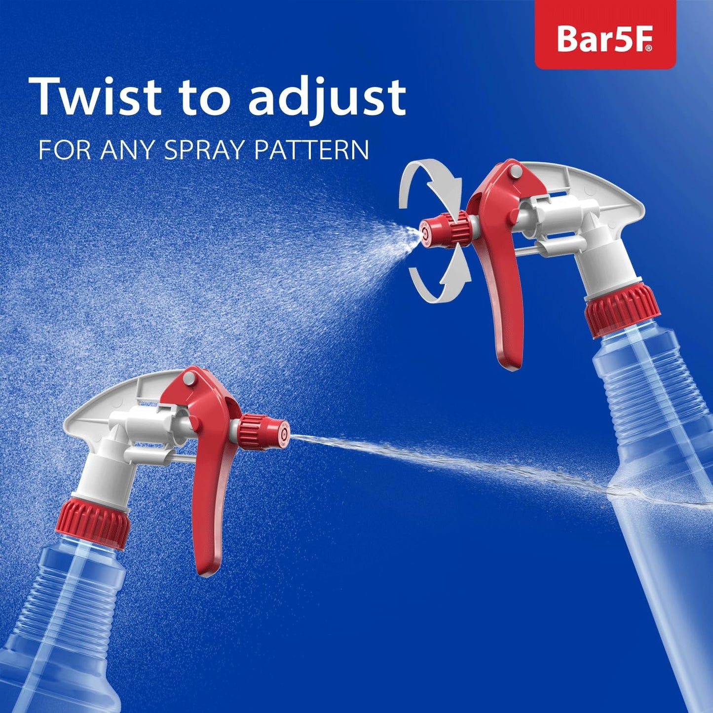 Bar5F Empty Plastic Spray Bottles 16-Ounce BPA-Free Food Grade Crystal Clear M-Series Fully Adjustable Sprayer (not for oil), 2-Pack