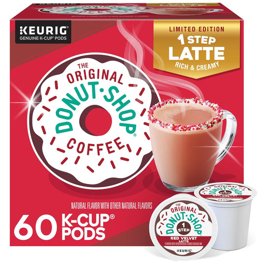 The Original Donut Shop One Step Red Velvet Latte, Keurig Single-Serve K-Cup Pods, Flavored Coffee, 60 Count (6 Packs of 10)