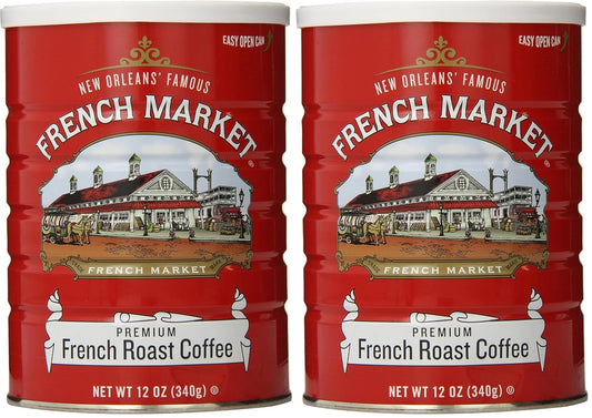 French Market French Roast Medium-Dark Roast Ground Coffee, 12oz Can (Pack of 2)
