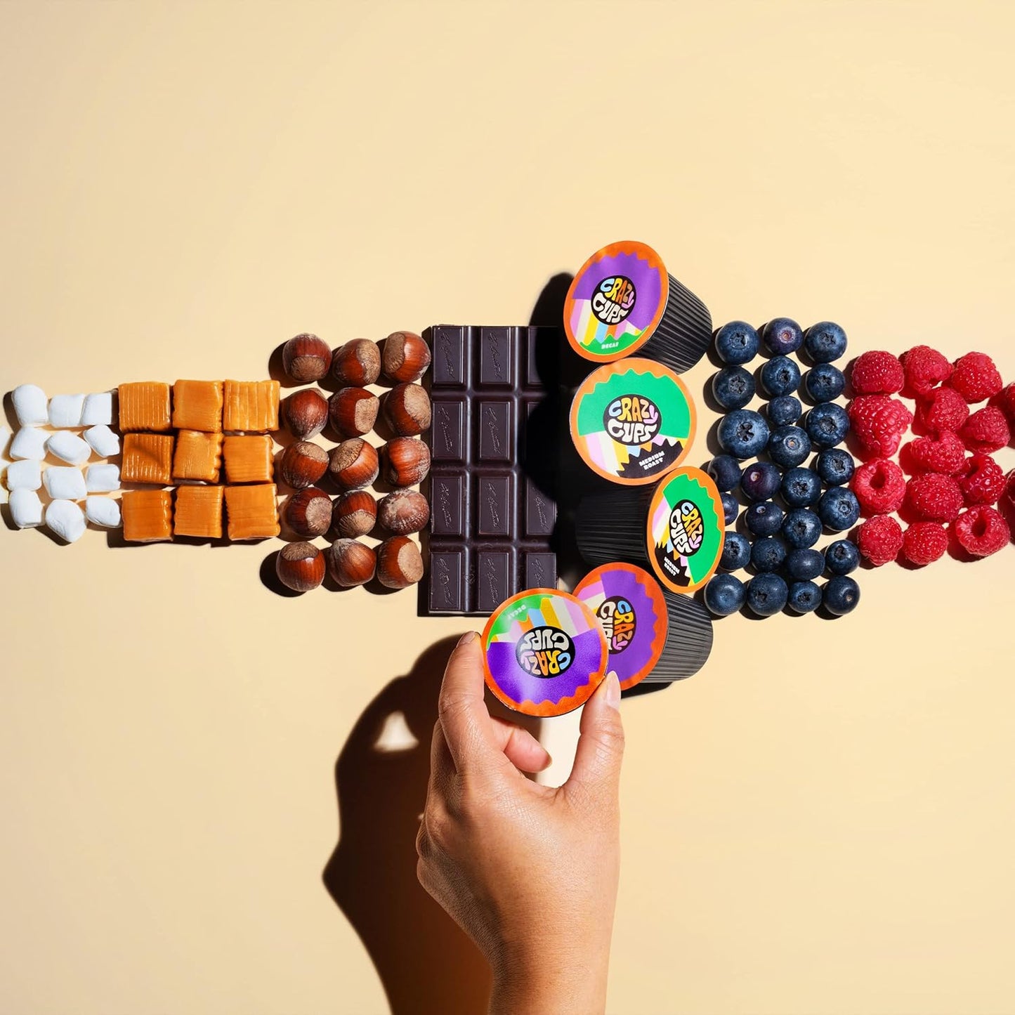 Crazy Cups Candy Cane Coffee Flavored Coffee Pods, Medium Roast Holiday Flavored Decaf Coffee, Festive Candy Cane Decaf Holiday Coffee for Keurig K Cup Brewers, 22 Count