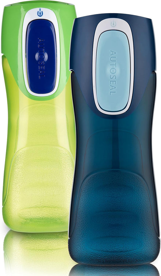 Contigo AUTOSEAL Trekker Kids Water Bottles, 14 oz., 2-Pack, Granny Smith and Nautical
