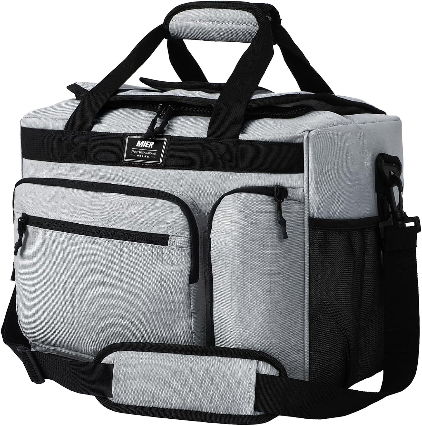 MIER 30L Extra Large Soft Cooler Bag with Bottle Opener for Camping Beach BBQ Grocery Golf Leakproof Picnic Lunch Bag, Collapsible, Top Flip Lid, 45Can (Grey)