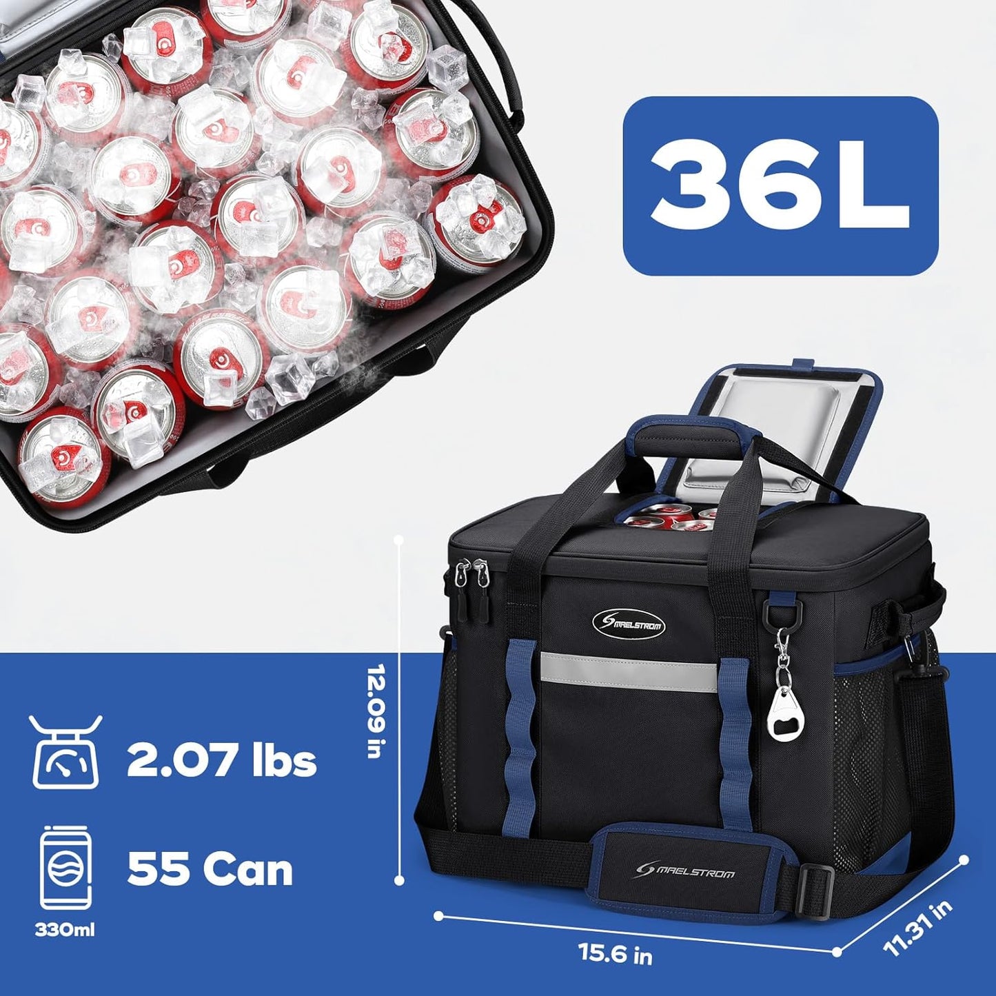 Maelstrom Collapsible Soft Cooler Bag, 24/30/60/75 Cans Beach Cooler, Ice Chest, Leakproof & Portable for Beach, Camping, Road Trips & Grocery Shopping