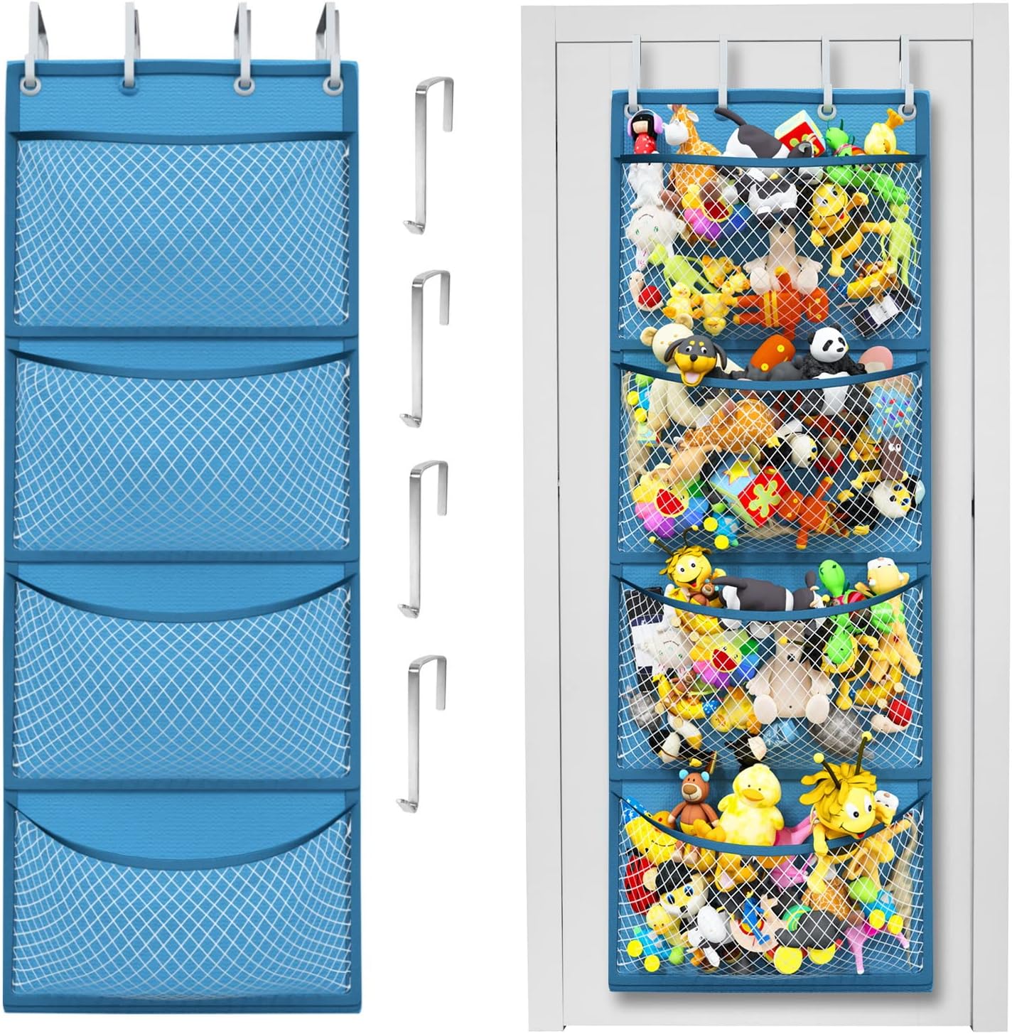 Honeyera Storage for Stuffed Animal - Over Door Organizer for Stuffies, Baby Accessories, and Toy Plush/Easy Installation with Breathable Hanging Pockets