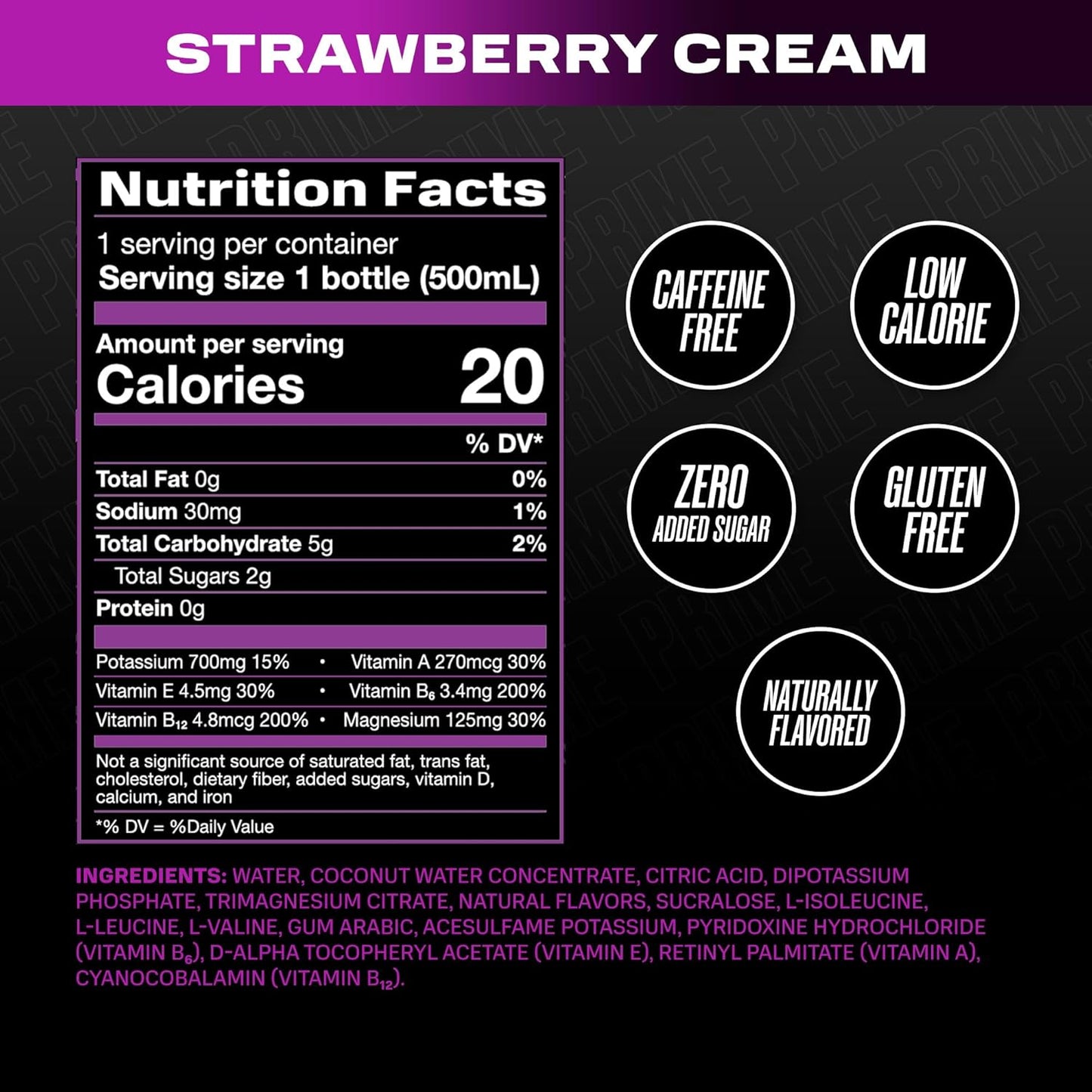 PRIME Hydration KSI THE NIGHTMARE, Sports Drinks, Electrolyte Enhanced to Replenish Fluids, 250mg BCAAs, B Vitamins, Antioxidants, Low Sugar, 16.9 Fluid Ounce, 12 Pack