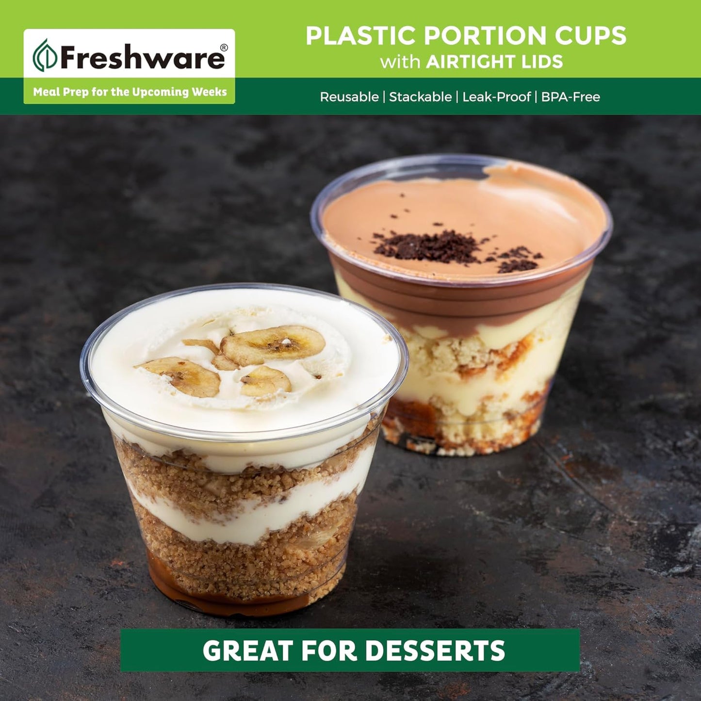 Freshware Plastic Portion Cups with Lids [5.5 Ounce, 200 Sets] Souffle Cups, Jello Shot Cups, Condiment Sauce Containers For Sampling, Sauce, Snack or Dressing