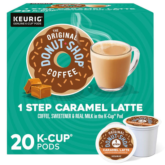 The Original Donut Shop Caramel One-Step Latte, Keurig Single Serve K-Cup Pods, 20 Count