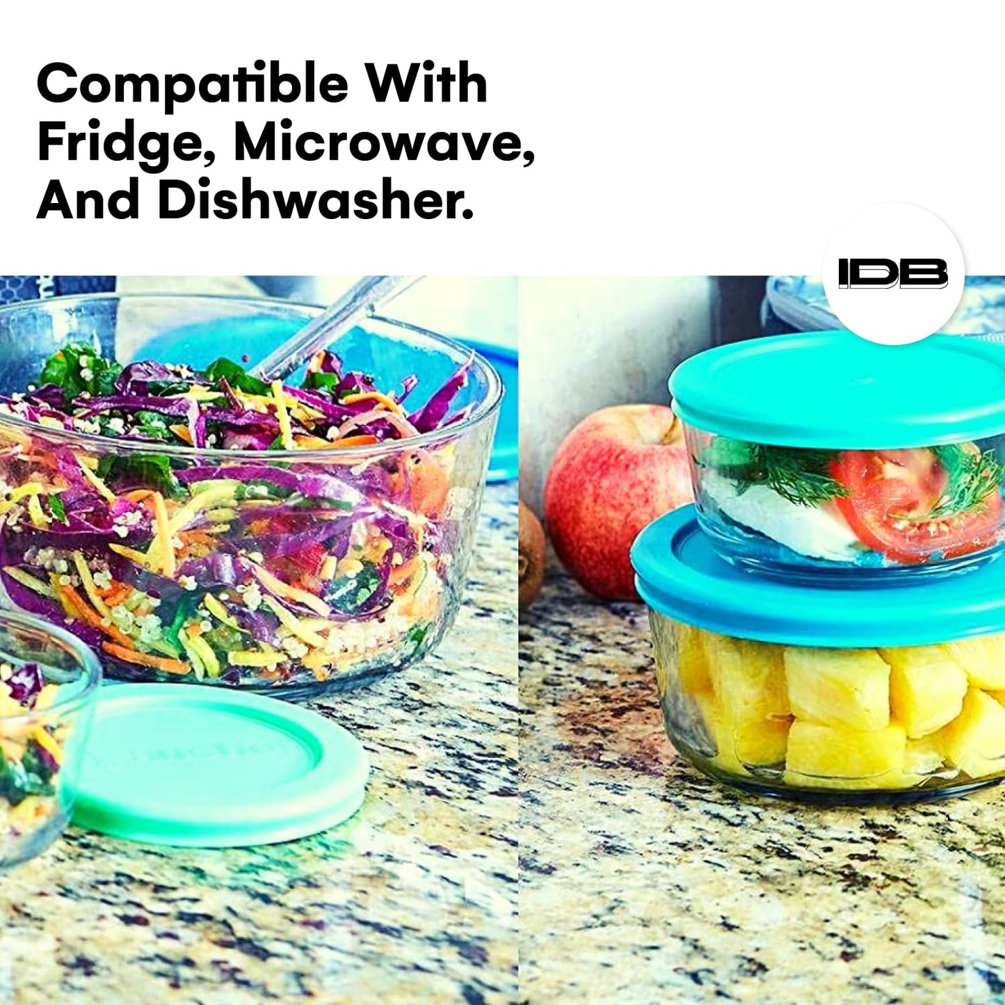 Lids for Pyrex and Anchor Round Glass Containers - 2-Cups, Green-4PK