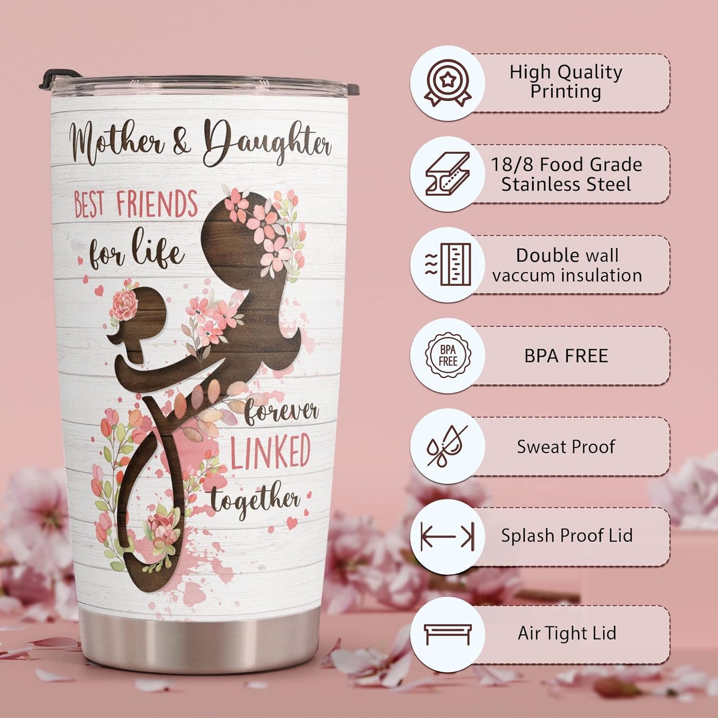 Macorner Mothers Day, Birthday Gifts for Mom Nana From Daughter - Gifts For Grandma - Stainless Steel Tumbler 20oz
