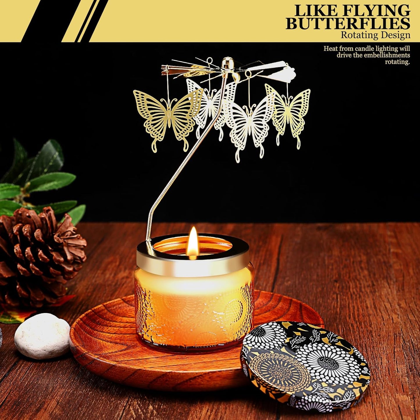 Rotatable Candle, Birthday Gifts for Women, Vanilla Cream Scented Candles Anniversary Christmas Thanksgiving, Butterfly Best Girl, Friends,Mom