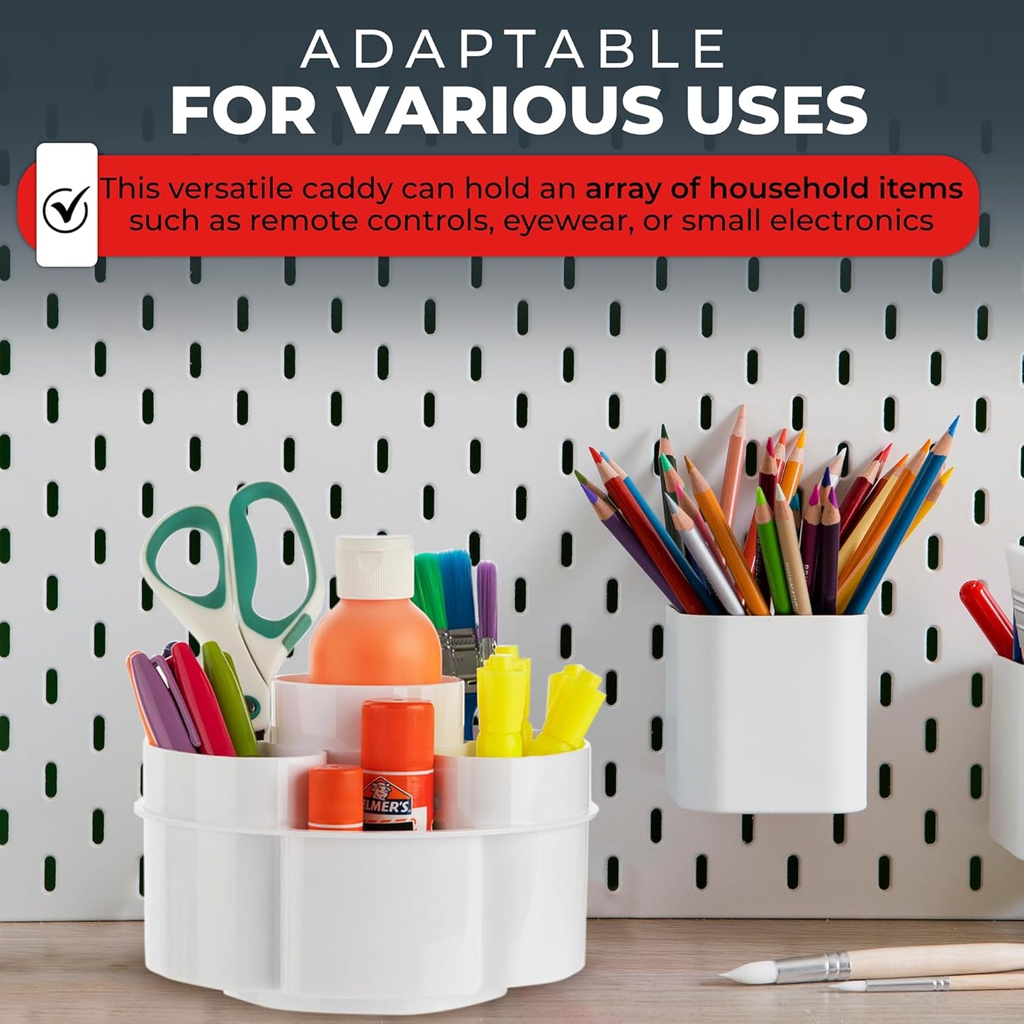 Masirs Small Rotating Makeup Organizer - Mini Yet Spacious Cosmetic Storage Solution with Multiple Compartments - The Perfect Spinning Make-Up Caddy for Vanity or Bathroom Counter (Round - White)