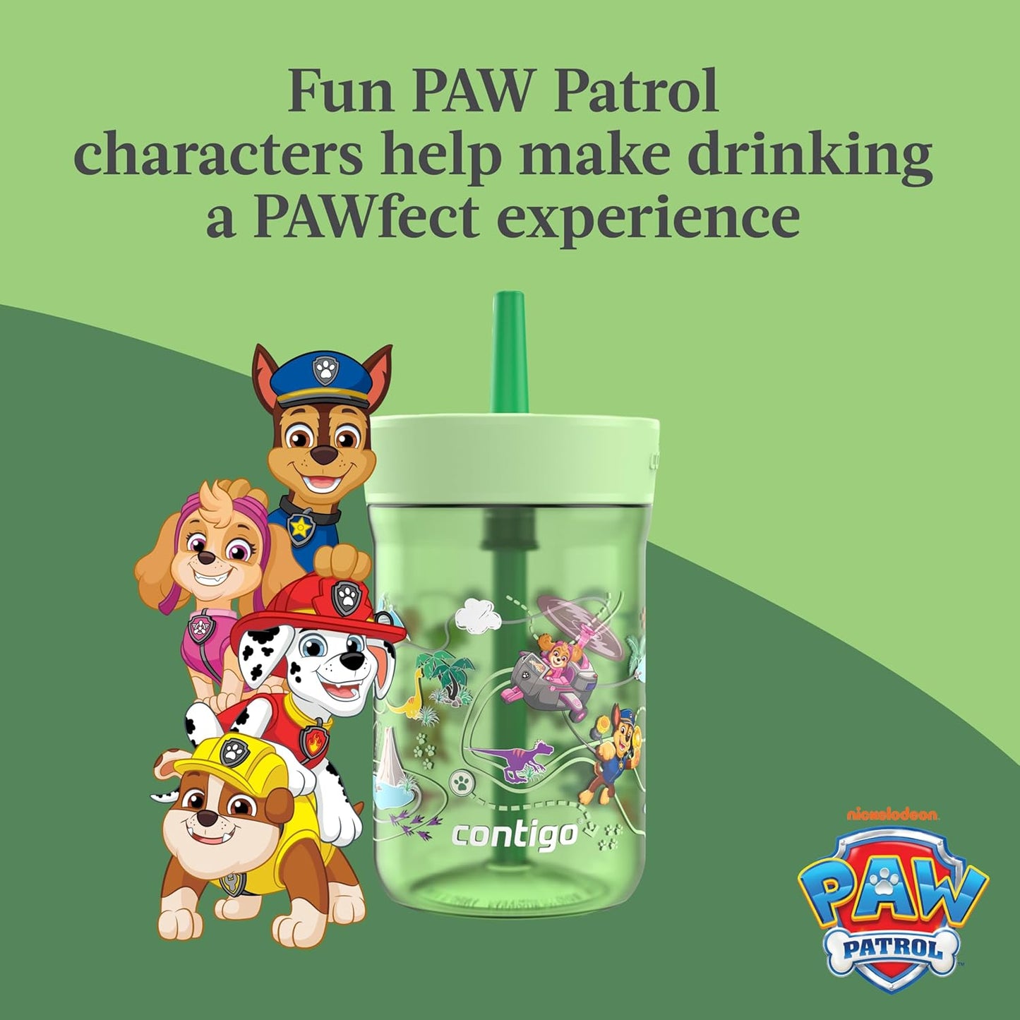 Contigo Leighton Straw Tumbler, 14 oz, Cool Lime (Dogs)