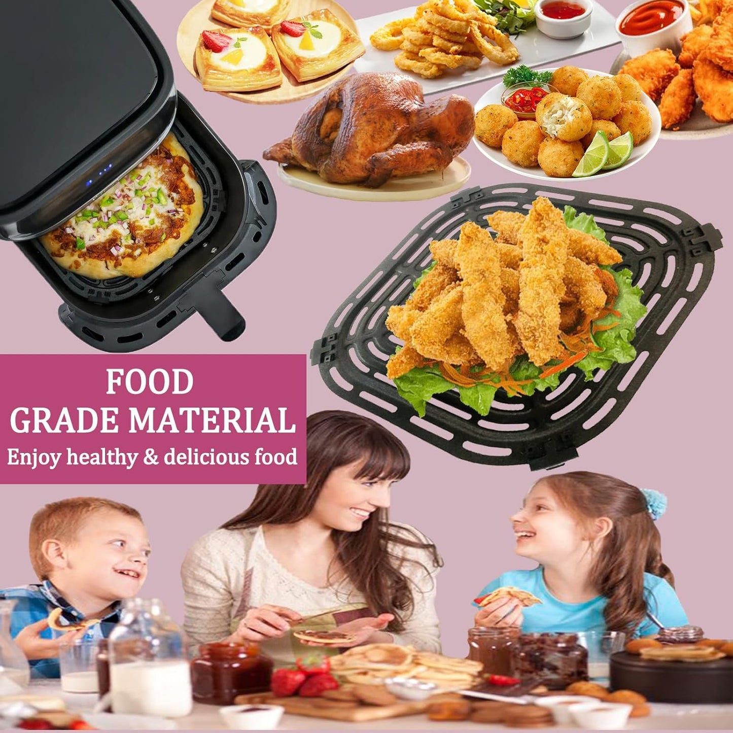 6QT Air Fryer Grill Pan for Bella Pro Series/Paris Hilton Air Fryers, Upgraded Air Fryer Grill Crisper Plate Rack Tray Insert Grate Grid Shelf for 6QT Paris Hilton Air Fryer, Dishwasher Safe