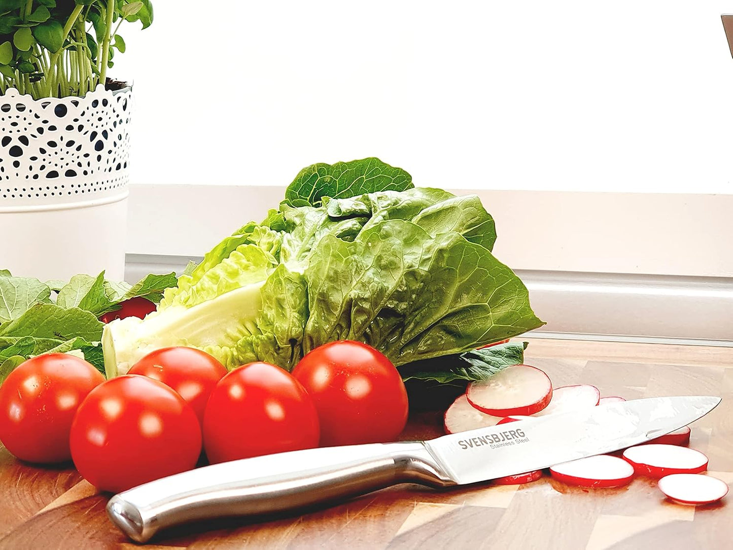 Kitchen Knives Set with Block, Sharp Stainless Steel Chefs, Bread, Paring, Slicing, Utility Knives | SB-MB101-KS101