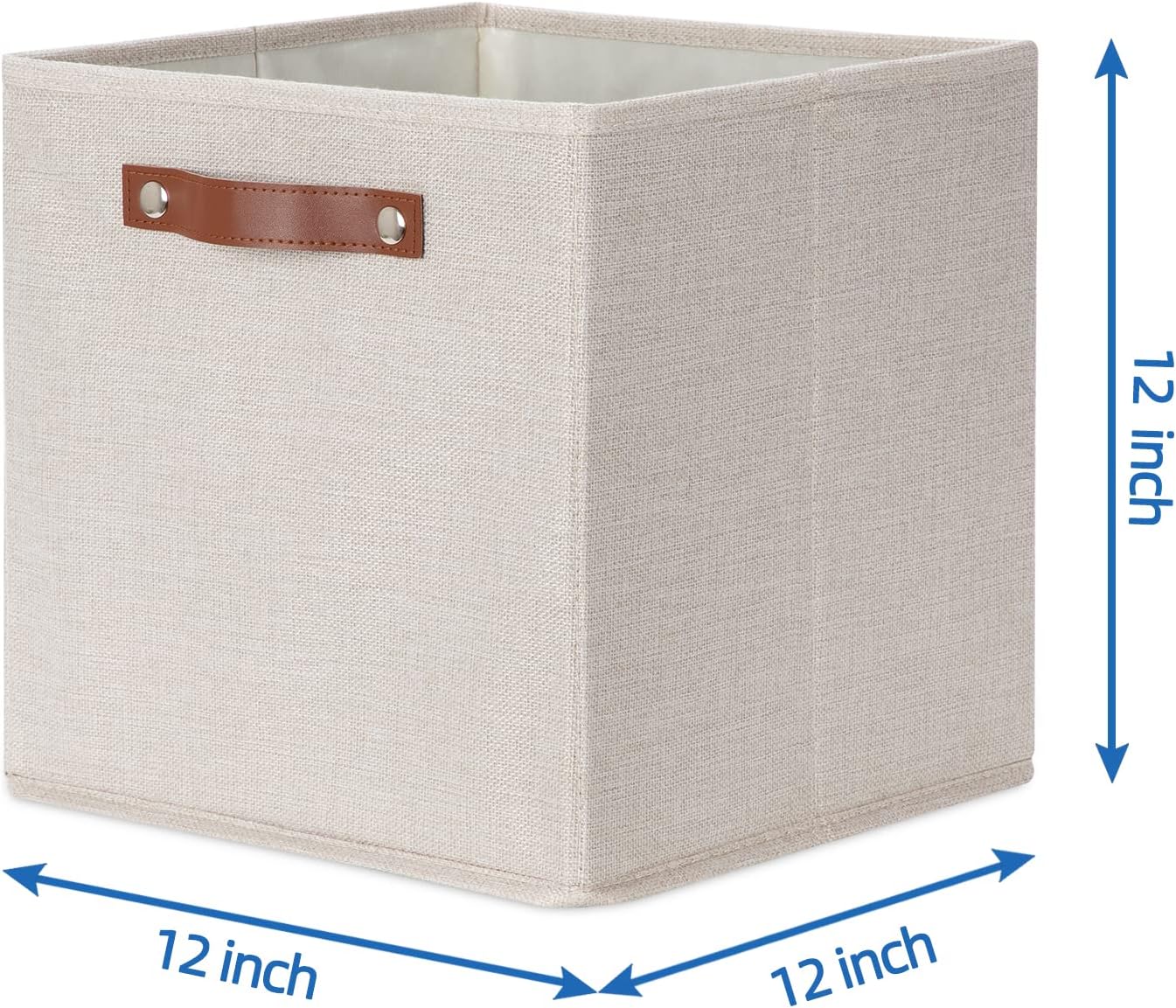 Temary Cube Storage Bins 12 Inch Storage Cubes 4PCs Fabric Organizer Bins Boxes with Handles, Sturdy Collapsible Closet Storage Organizer for Shelf, Bedroom, Cabinet (Beige, 12 x 12 x 12)