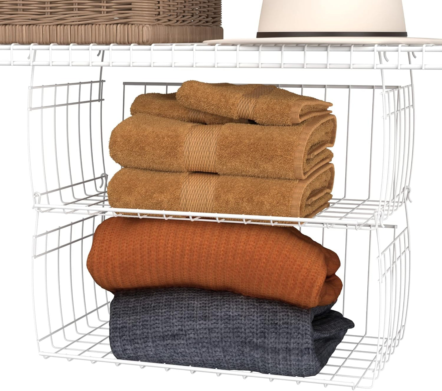 ClosetMaid Wire Hanging Shelf Basket for Storage, Organization in Closet or Pantry, No Assembly or Installation, Durable, 10.68"D x 18.39"W x 7.99"H, White