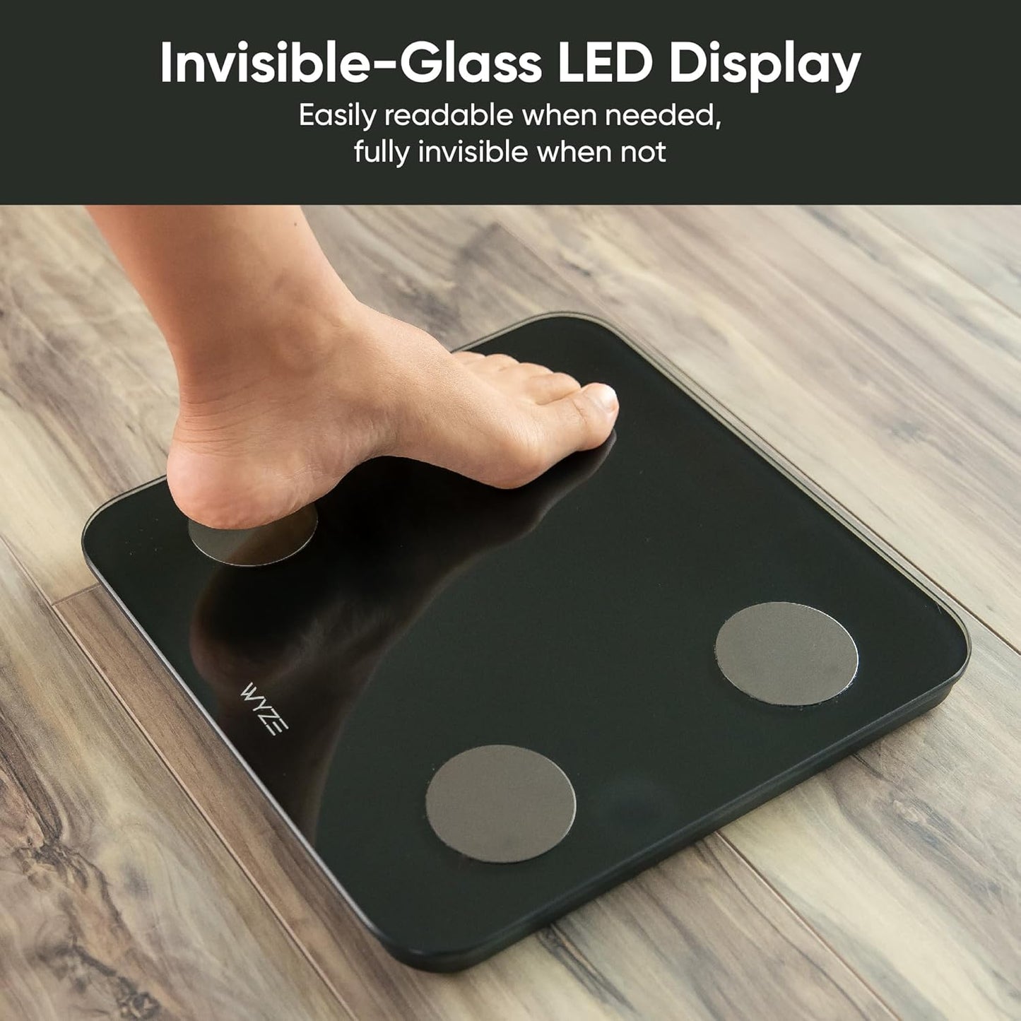 Wyze Scale S, Scale for Body Weight, Digital Bathroom Scale for Body Fat, BMI, Muscle, Heart Rate, Body Composition Analyzer with App, Batteries Included, Bluetooth, 400 lb, Black