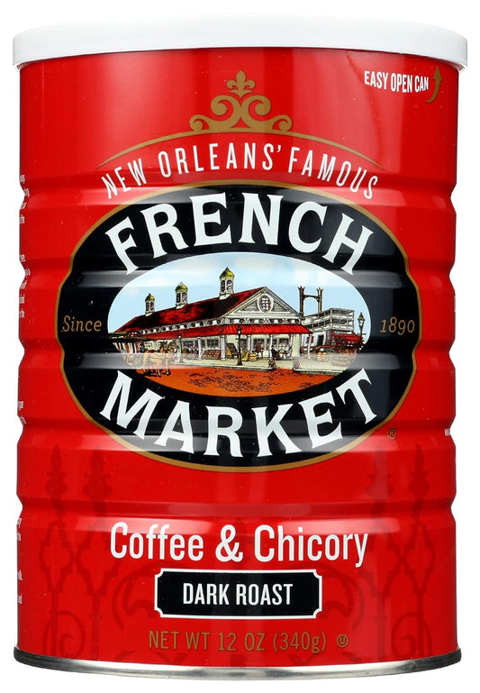 French Market Coffee & Chicory Dark Roast Ground Coffee, 12oz Can (Pack of 1)
