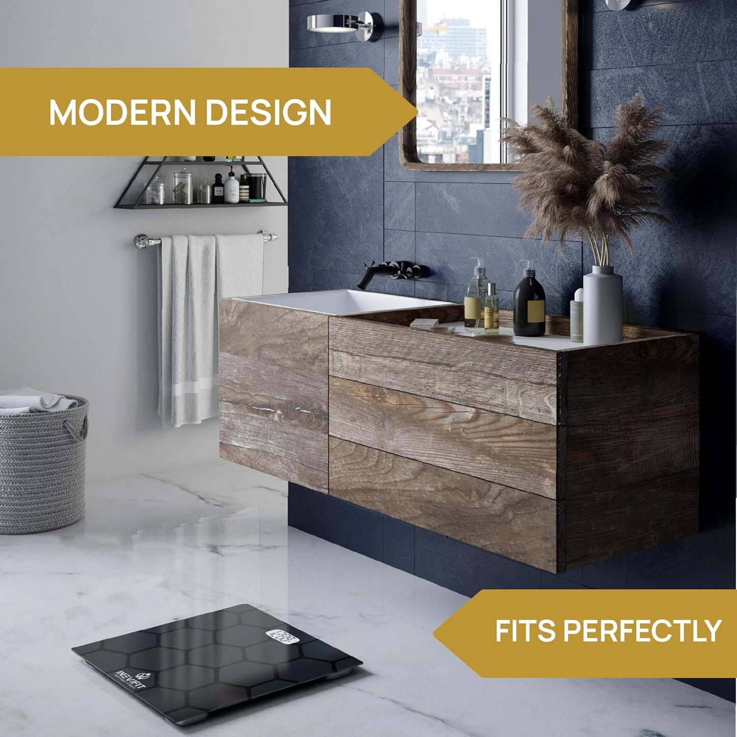 INEVIFIT Bathroom Scale, Highly Accurate Digital Bathroom Body Scale, Measures Weight up to 400 lbs. Includes Batteries