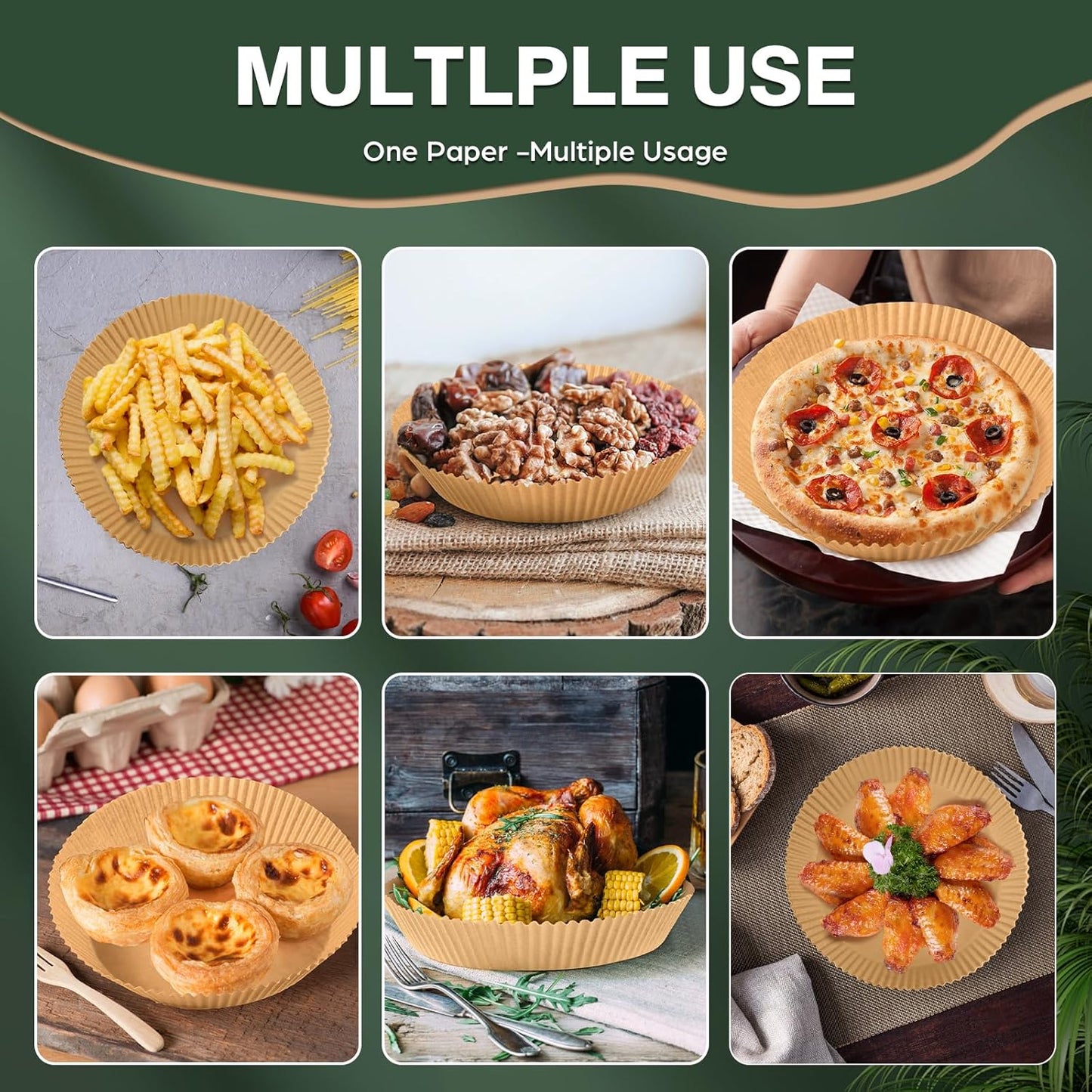 Air Fryer Paper Liners Disposable: 800Pcs 6.5 Inch Special Round Liners for Air Fryer, Grease and Water Proof Non Stick Basket Parchment Paper