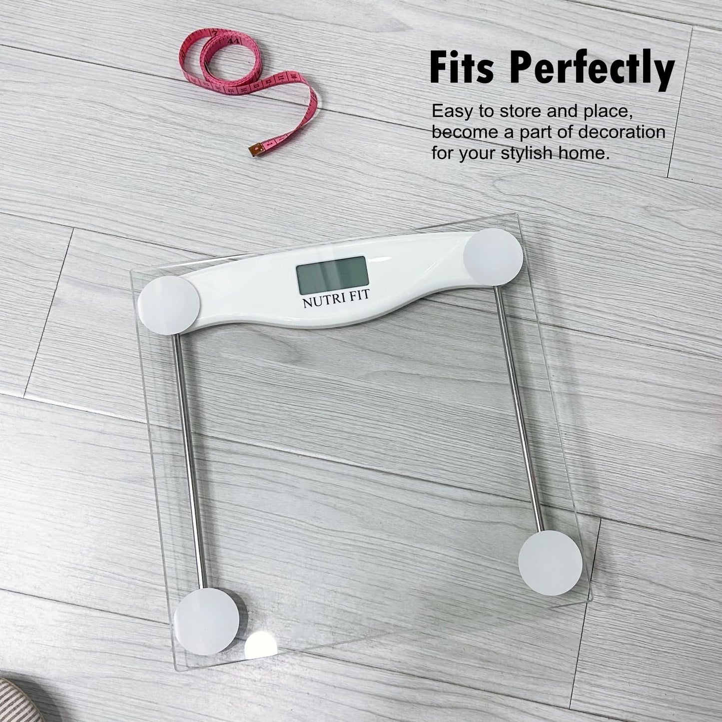 NUTRI FIT Digital Bathroom Scale for Body Weight Loss, Precision Weighing, High Accuracy, 330 lbs Capacity, Step-on Technology with AAA Batteries, Birthday Gifts, Bright White